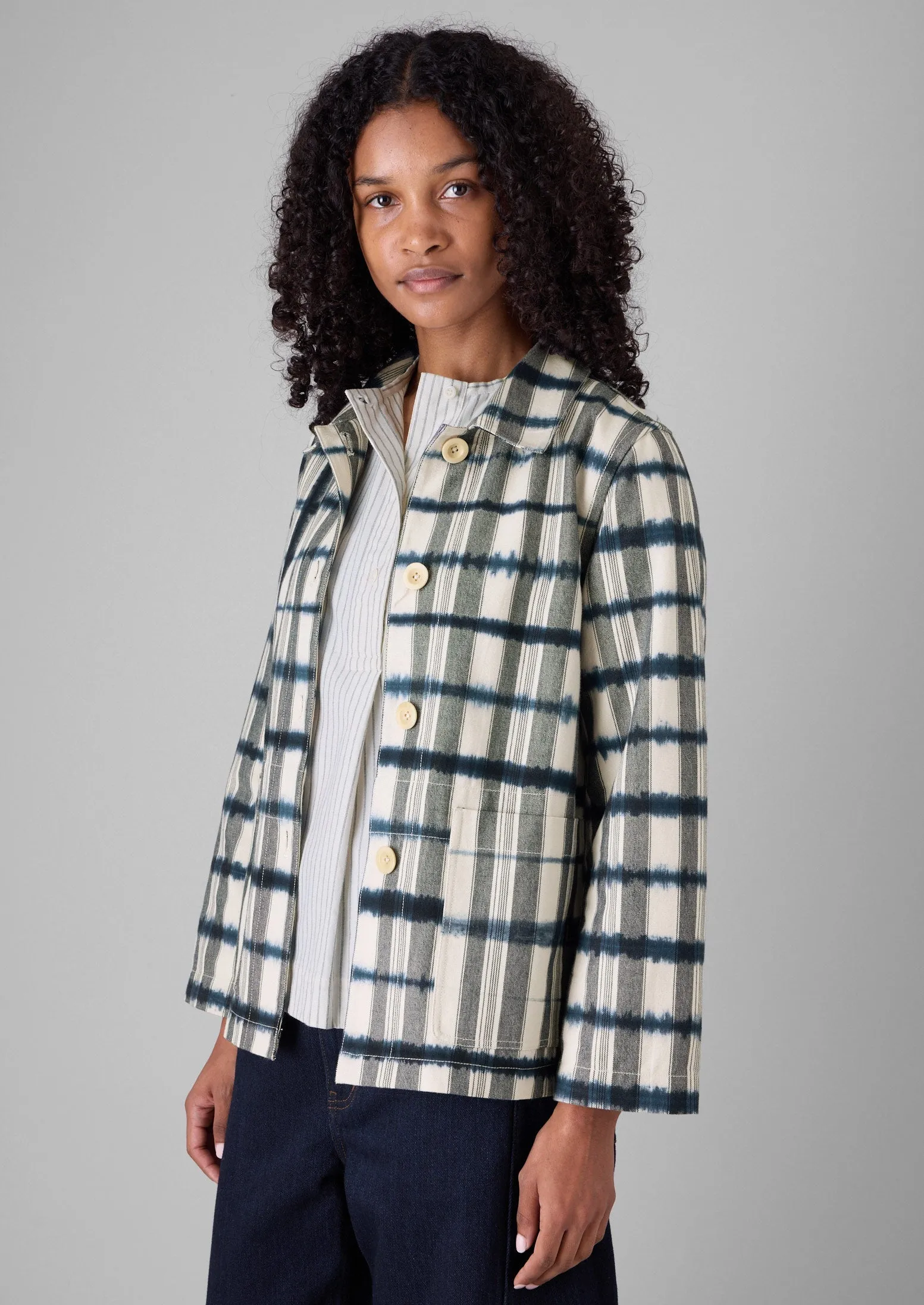 Edo Stripe Jacket | Indigo/Ivory sold by TOAST product image thumbnail 4