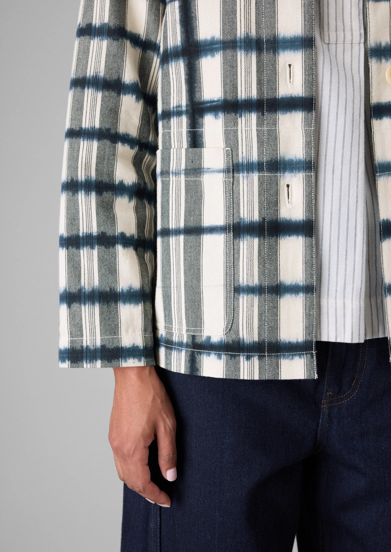 Edo Stripe Jacket | Indigo/Ivory sold by TOAST product image thumbnail 5