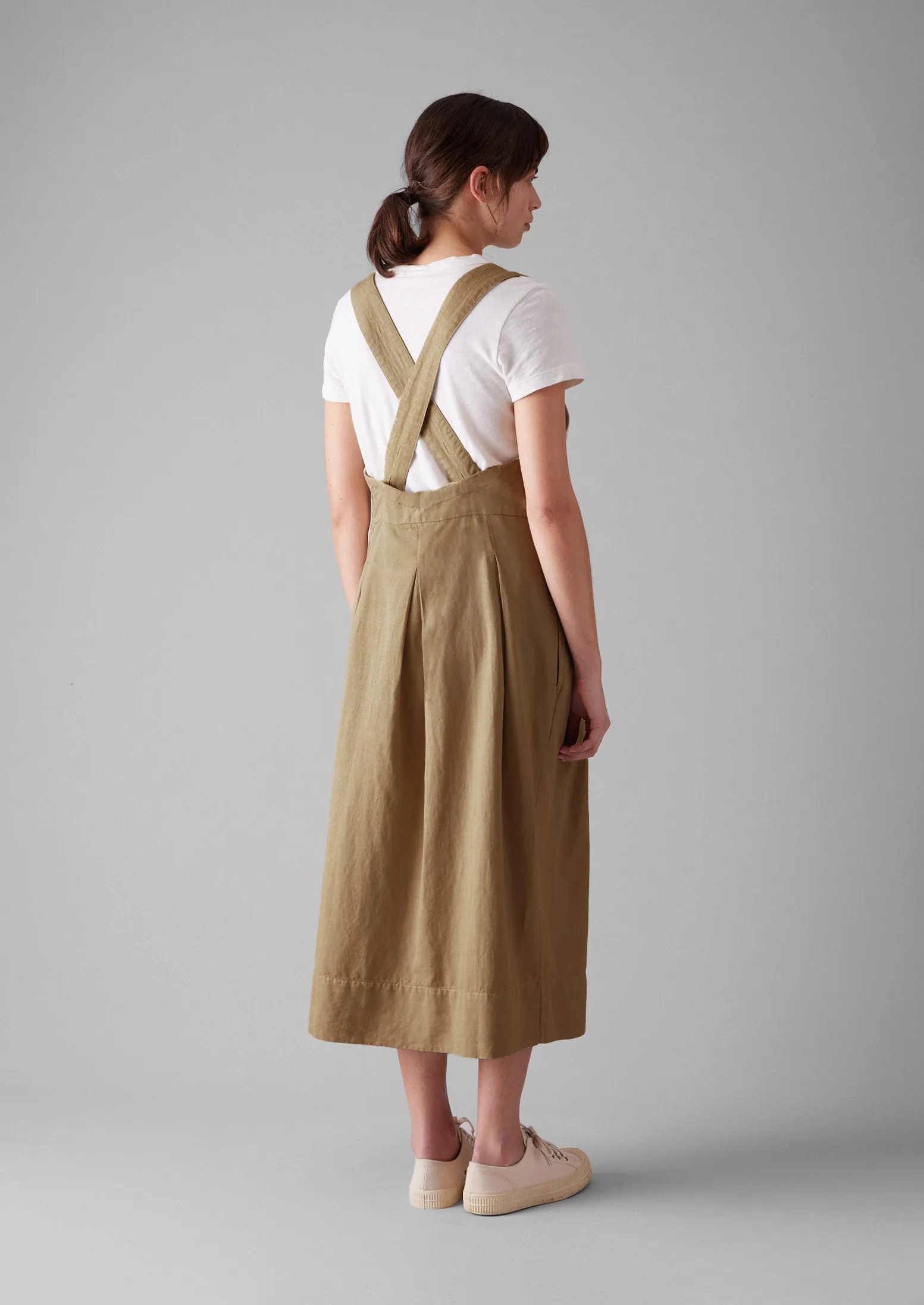 Cotton Linen Twill Pinafore Dress | Ash Brown sold by TOAST product image thumbnail 3