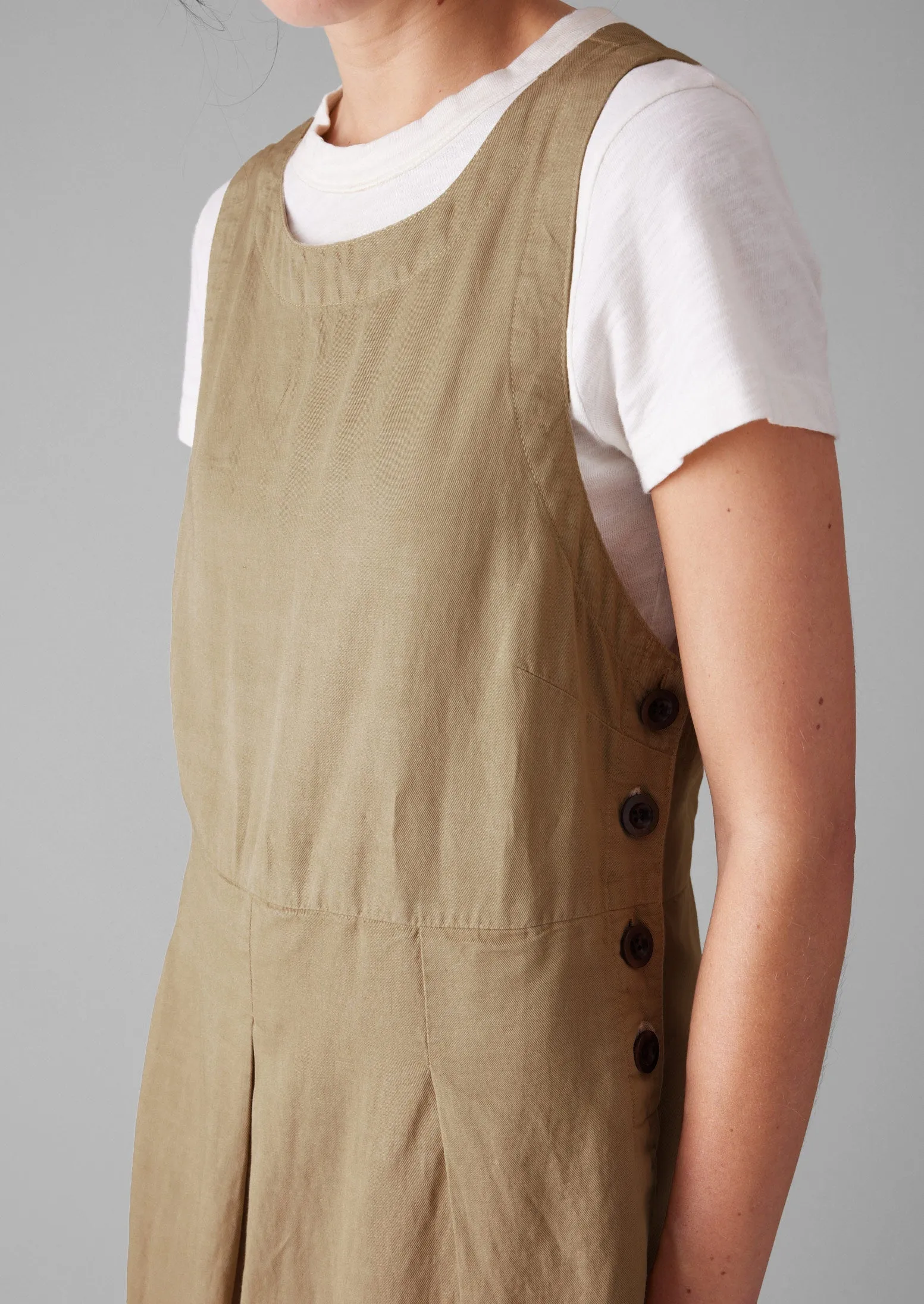Cotton Linen Twill Pinafore Dress | Ash Brown sold by TOAST product image thumbnail 4