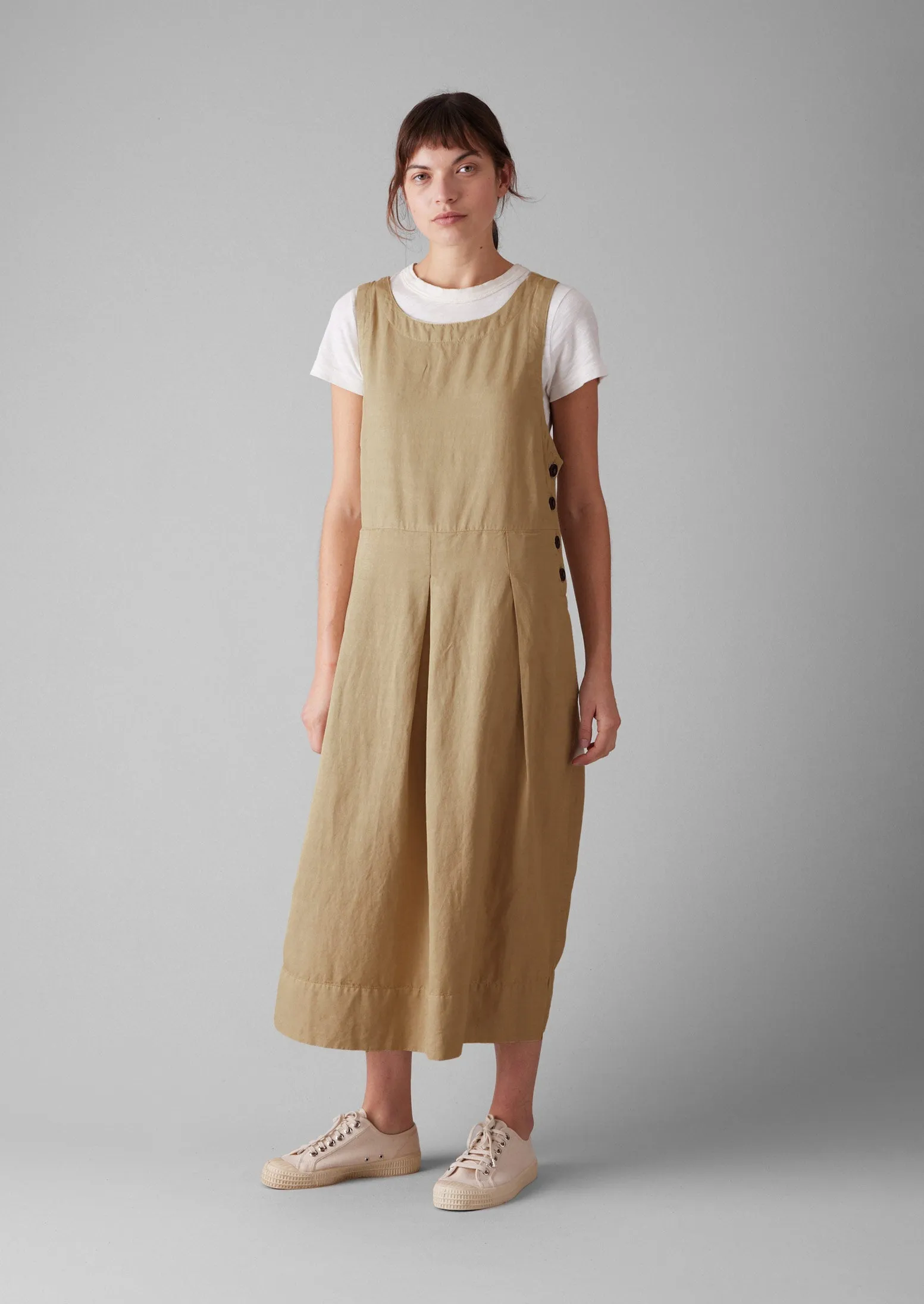 Cotton Linen Twill Pinafore Dress | Ash Brown sold by TOAST product image thumbnail 2