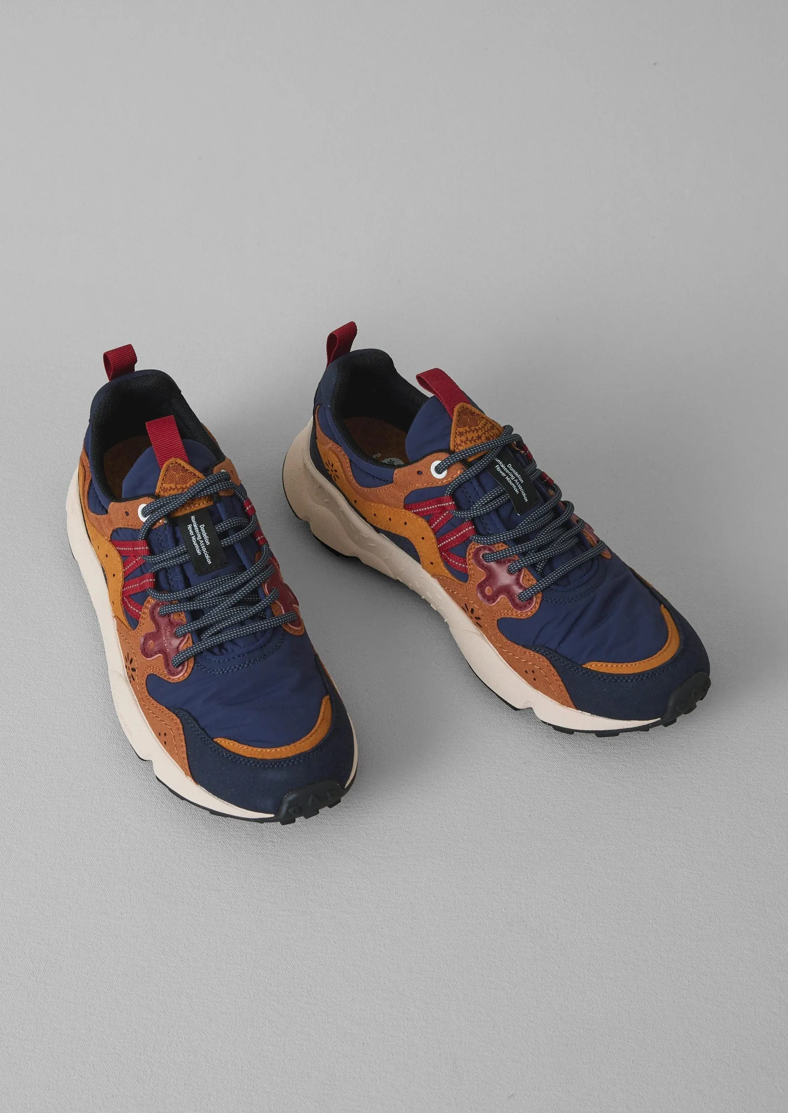 Flower Mountain Yamano Kaiso Panelled Trainers | Indigo/Ginger sold by TOAST