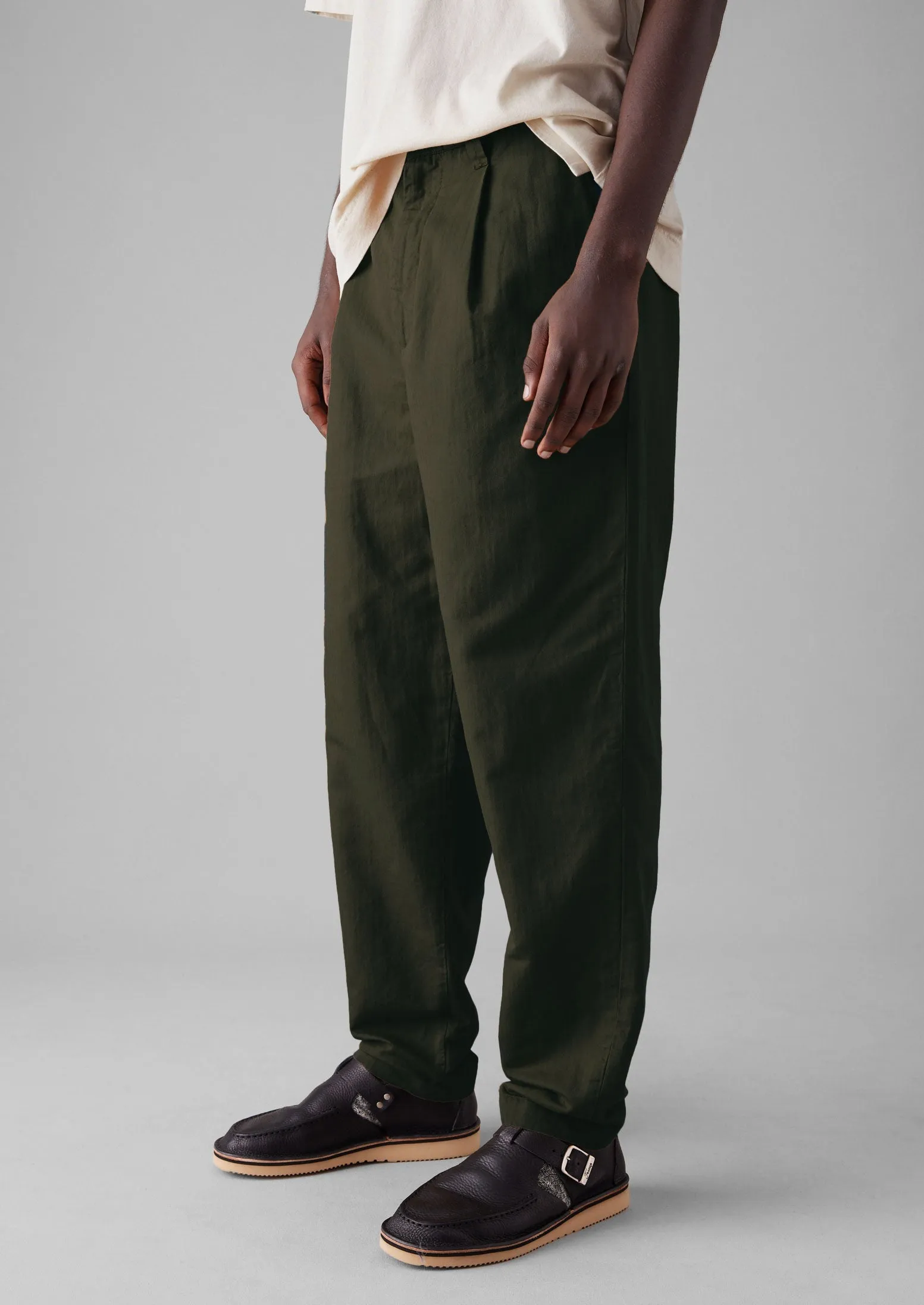 Duncan Cotton Hemp Herringbone Trousers | Forest Green sold by TOAST product image thumbnail 2