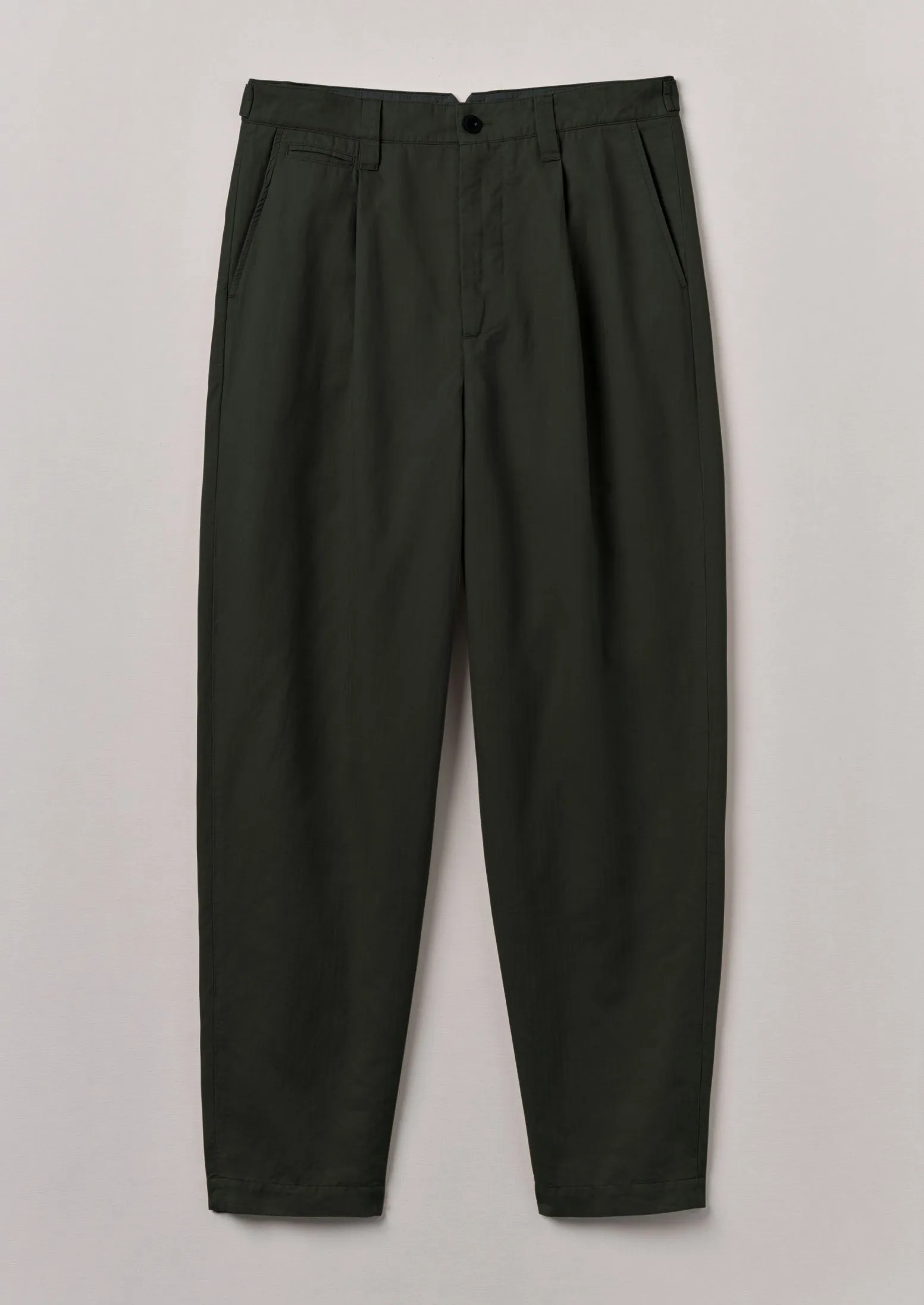 Duncan Cotton Hemp Herringbone Trousers | Forest Green sold by TOAST