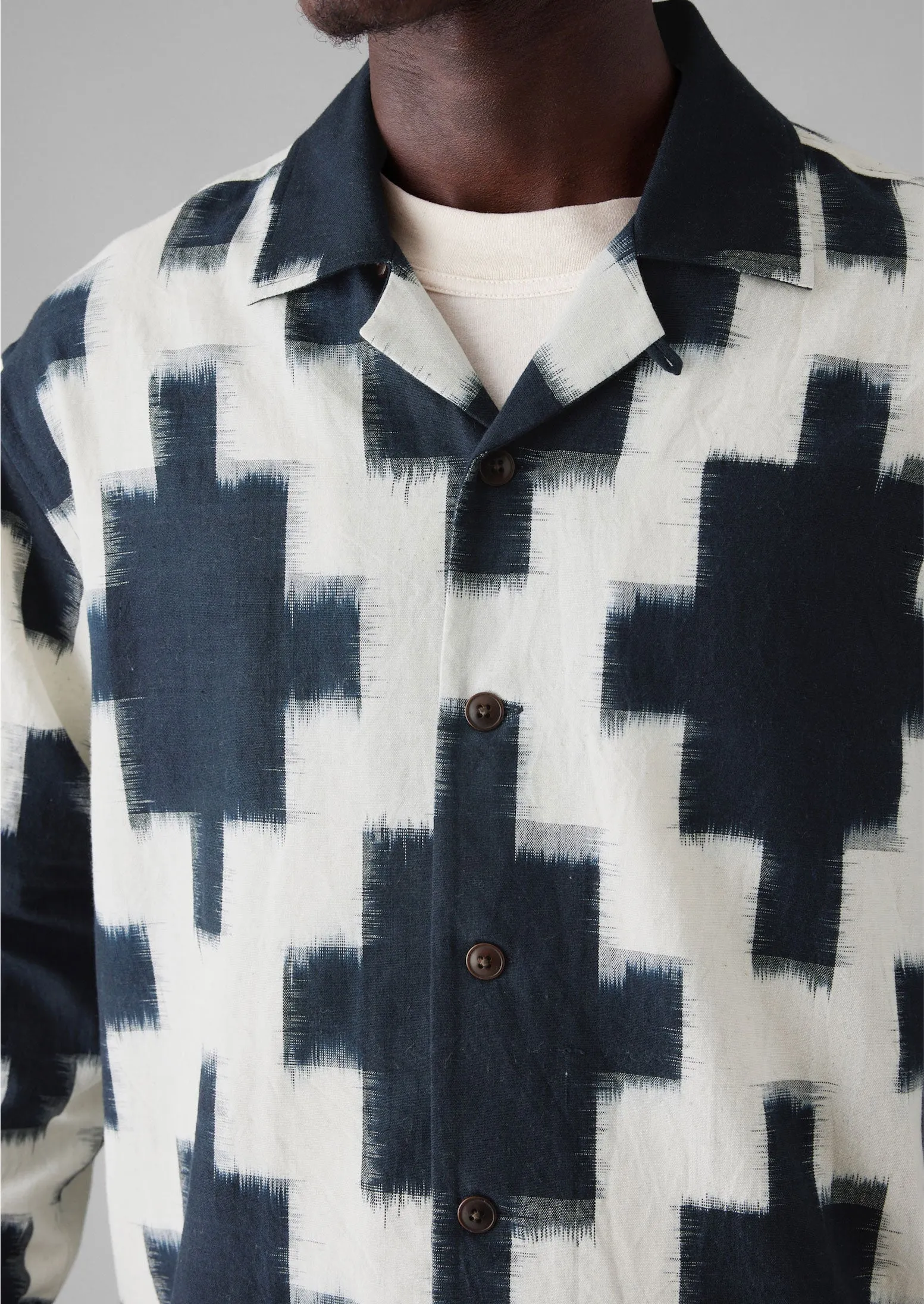 Camp Collar Ikat Shirt | Navy/Ecru sold by TOAST product image thumbnail 5