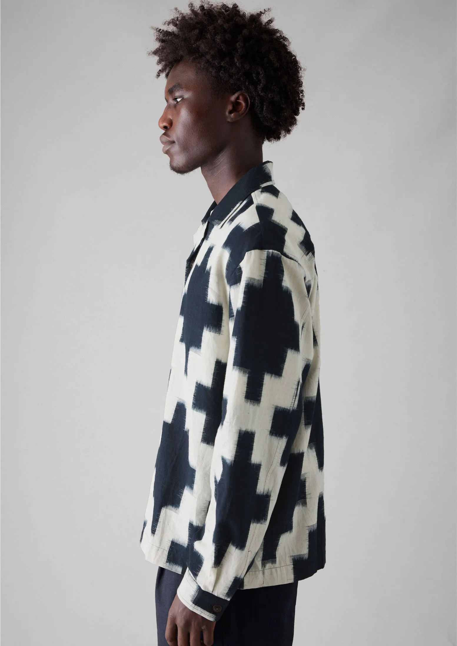 Camp Collar Ikat Shirt | Navy/Ecru sold by TOAST product image thumbnail 4