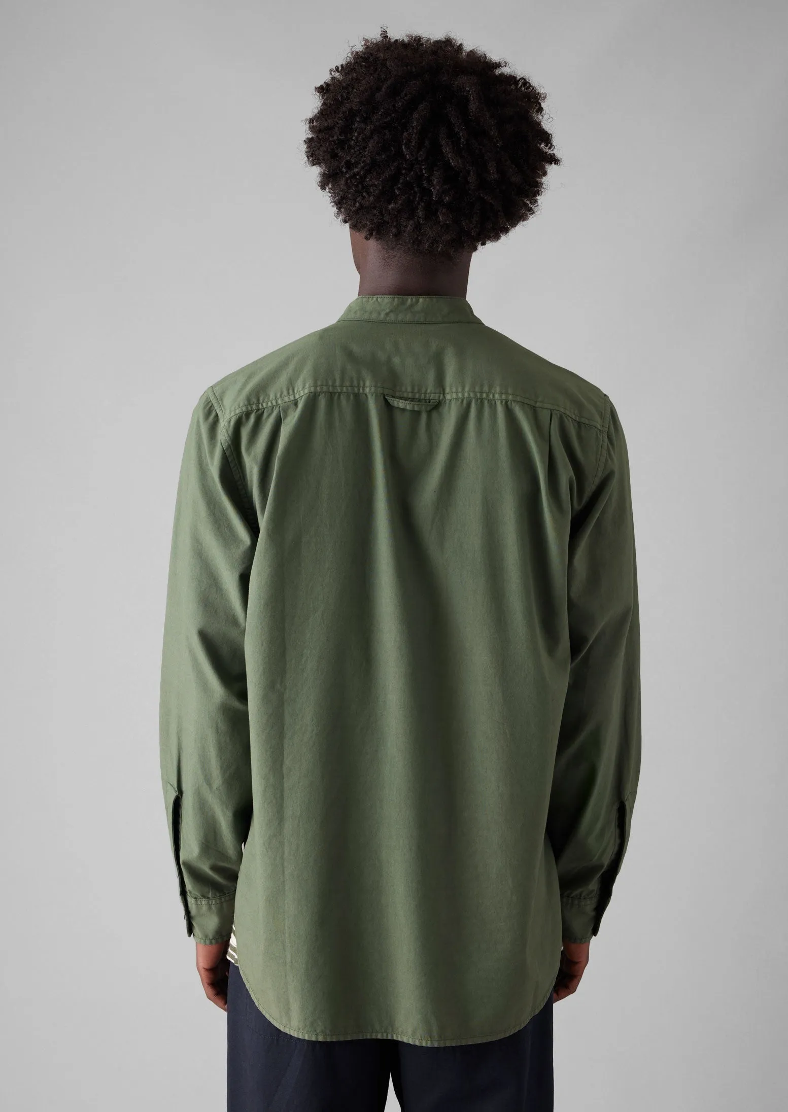 Garment Dyed Oxford Grandad Collar Shirt | Olive sold by TOAST product image thumbnail 4