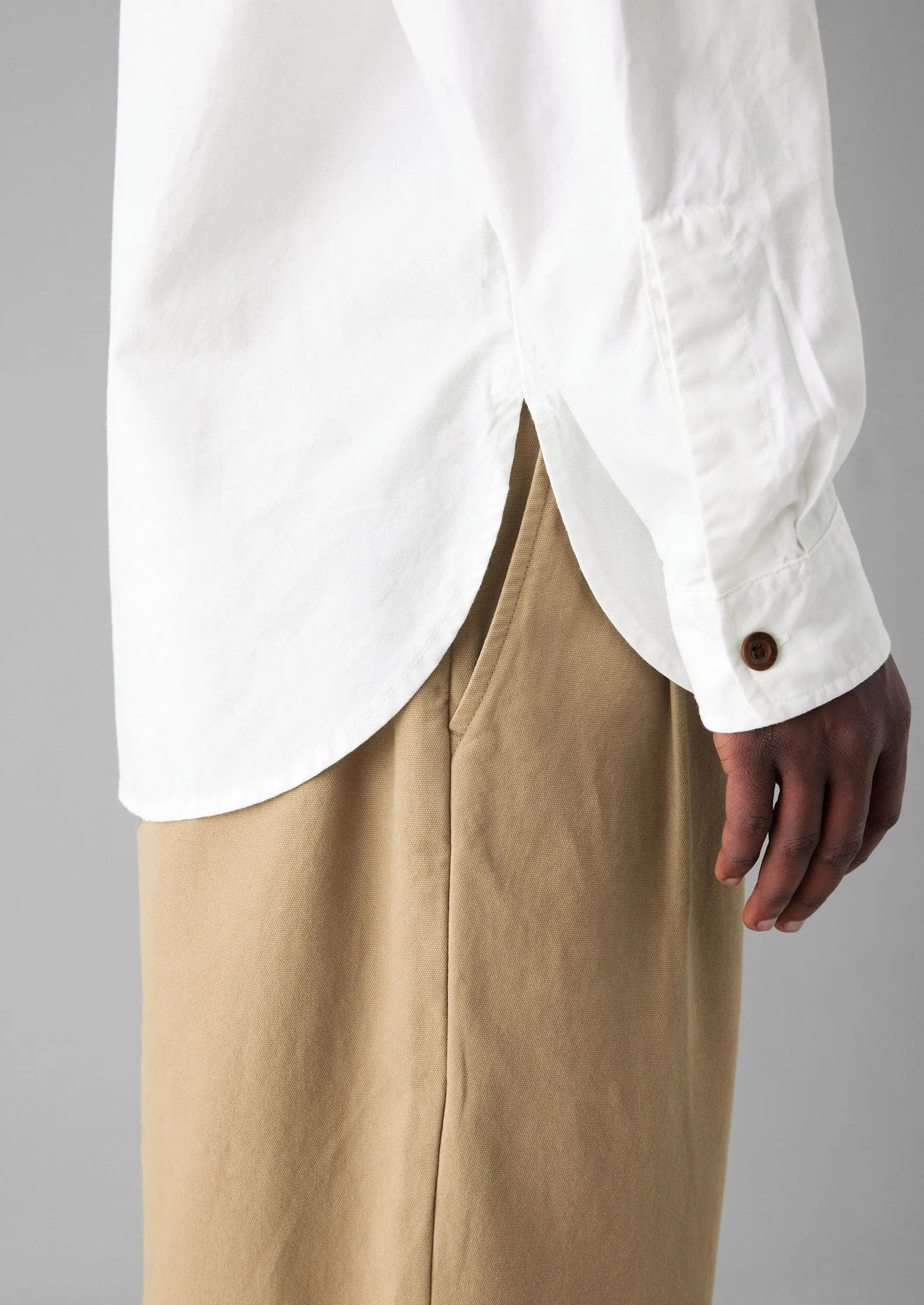 Garment Dyed Oxford Grandad Collar Shirt | Chalk sold by TOAST product image thumbnail 4