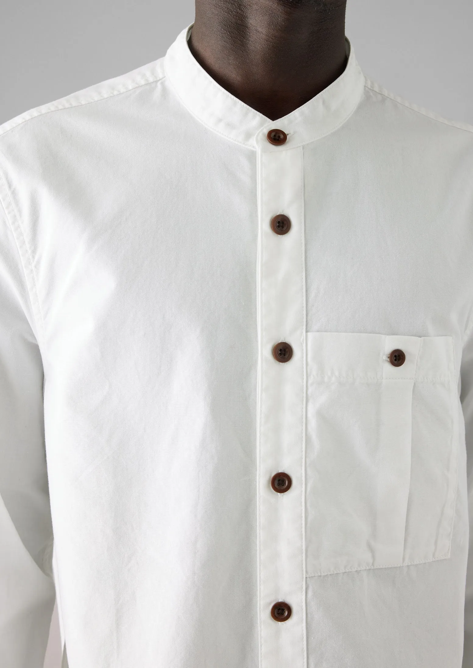 Garment Dyed Oxford Grandad Collar Shirt | Chalk sold by TOAST product image thumbnail 2