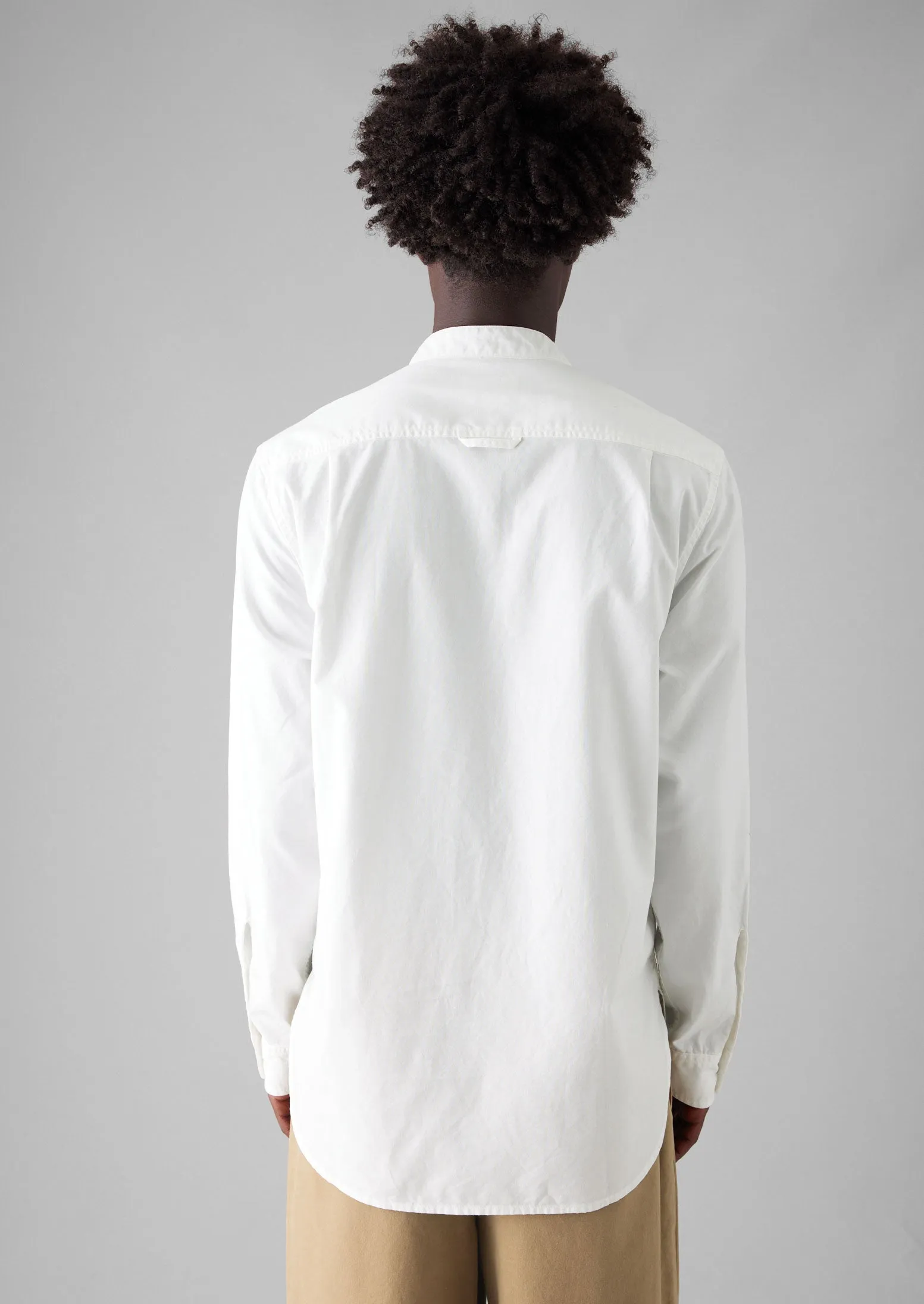 Garment Dyed Oxford Grandad Collar Shirt | Chalk sold by TOAST product image thumbnail 5