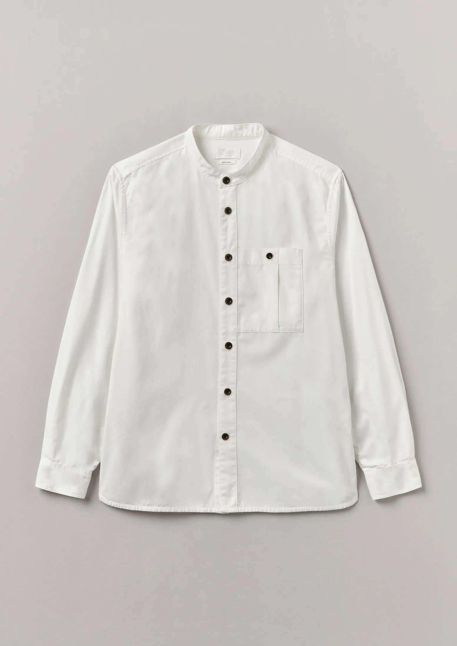 Garment Dyed Oxford Grandad Collar Shirt | Chalk sold by TOAST