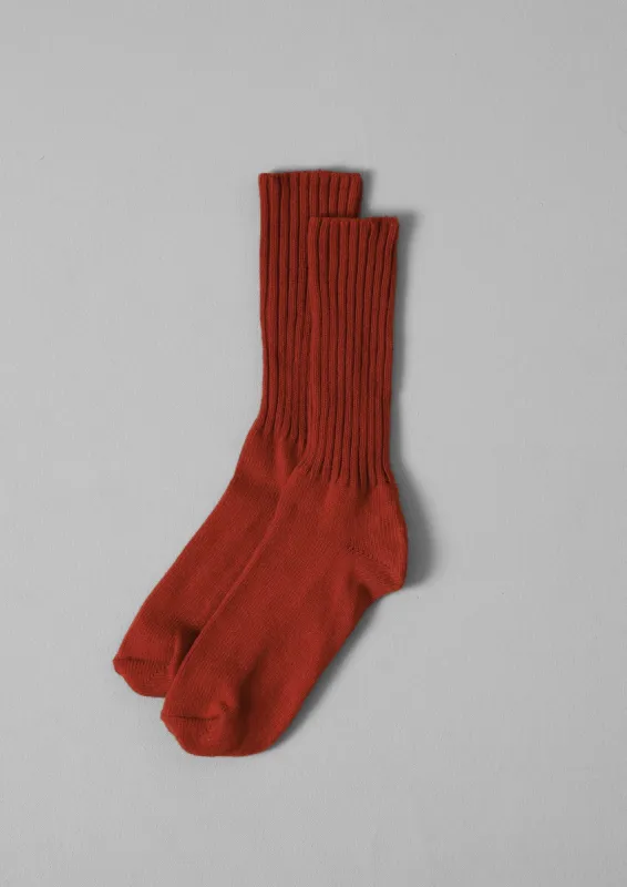 Escuyer Ribbed Socks | Red Ochre sold by TOAST