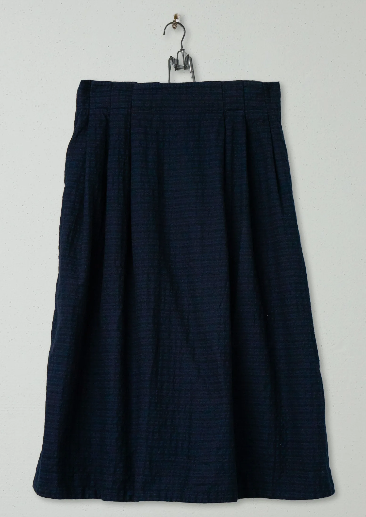 Reworn Seersucker Herringbone Wool Skirt Size 12 (126) | Dark Navy sold by TOAST