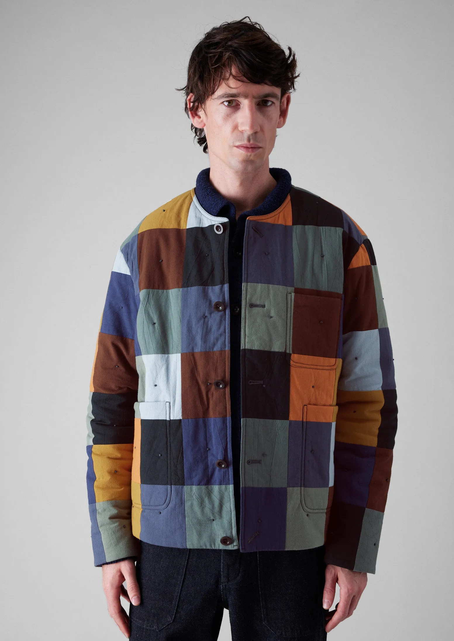 Padded Patchwork Cotton Jacket | Multi sold by TOAST product image thumbnail 4