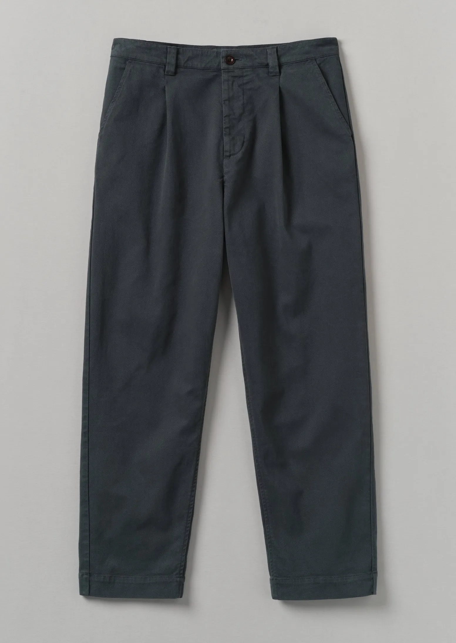 Otto Cotton Twill Pleat Trousers | Charcoal sold by TOAST