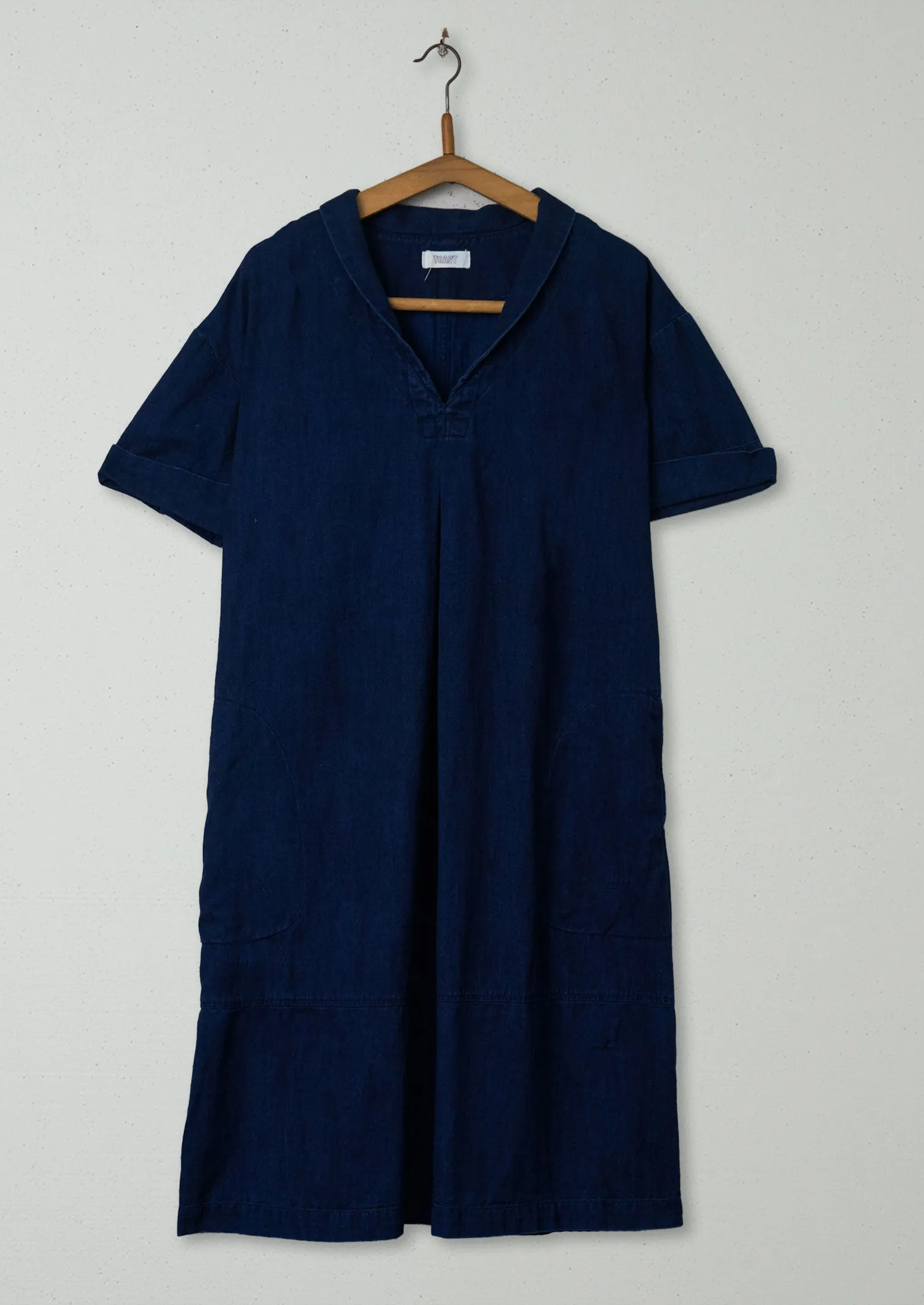 Reworn Squarecut Indigo Twill Dress Size 12 (687) | Indigo sold by TOAST