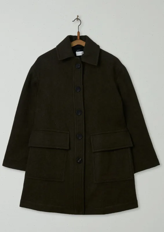 Reworn Boiled Wool Coat Size 6 (051) | Olive sold by TOAST
