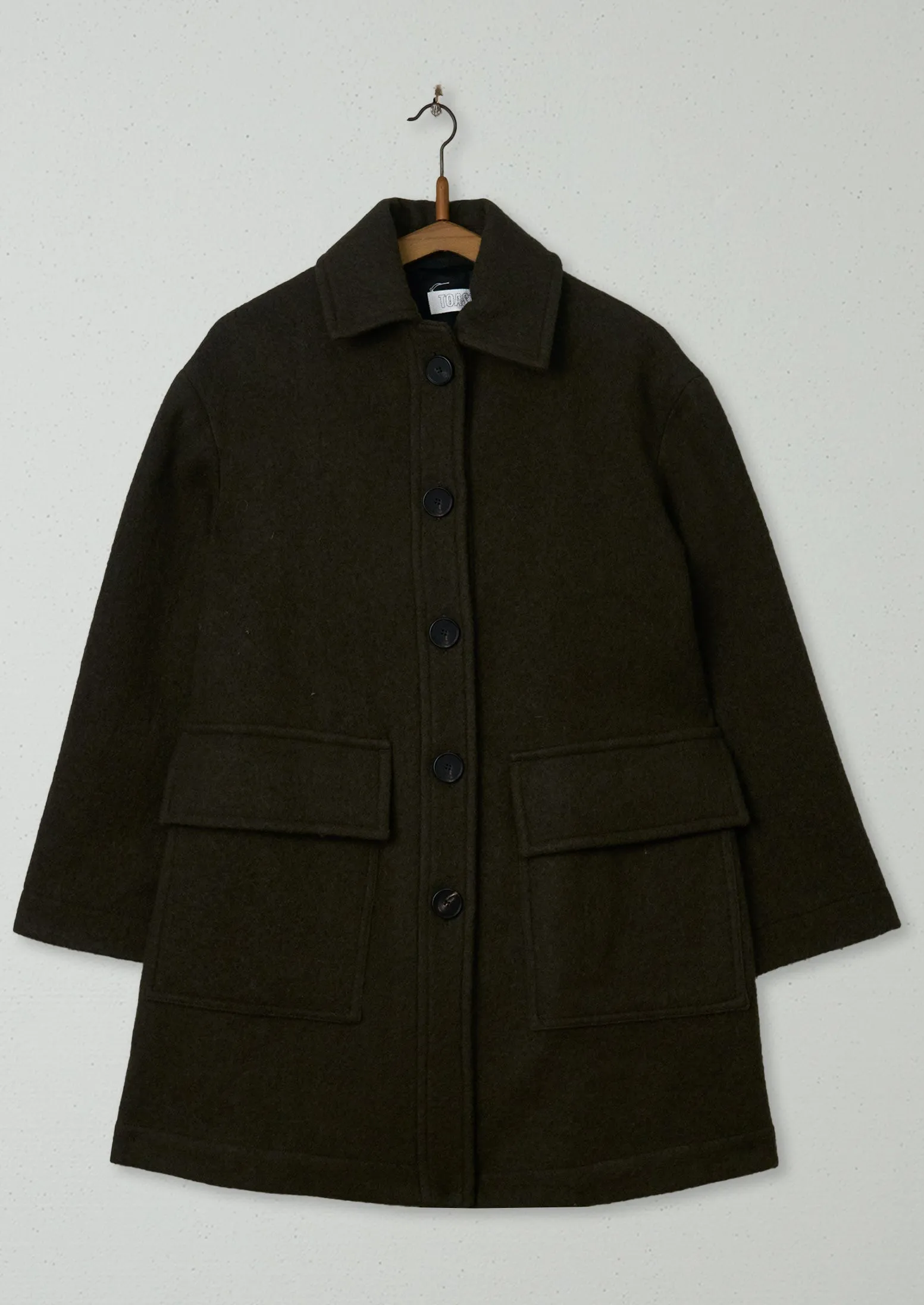 Reworn Boiled Wool Coat Size 6 (051) | Olive sold by TOAST