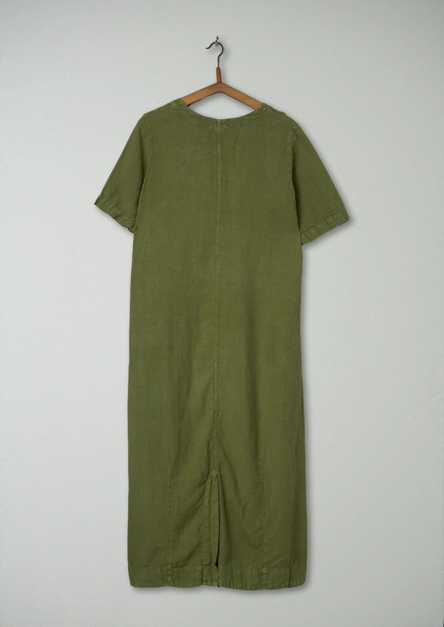 Reworn Scoop Neck Linen Dress Size S (723) | Olive Oil sold by TOAST product image thumbnail 2