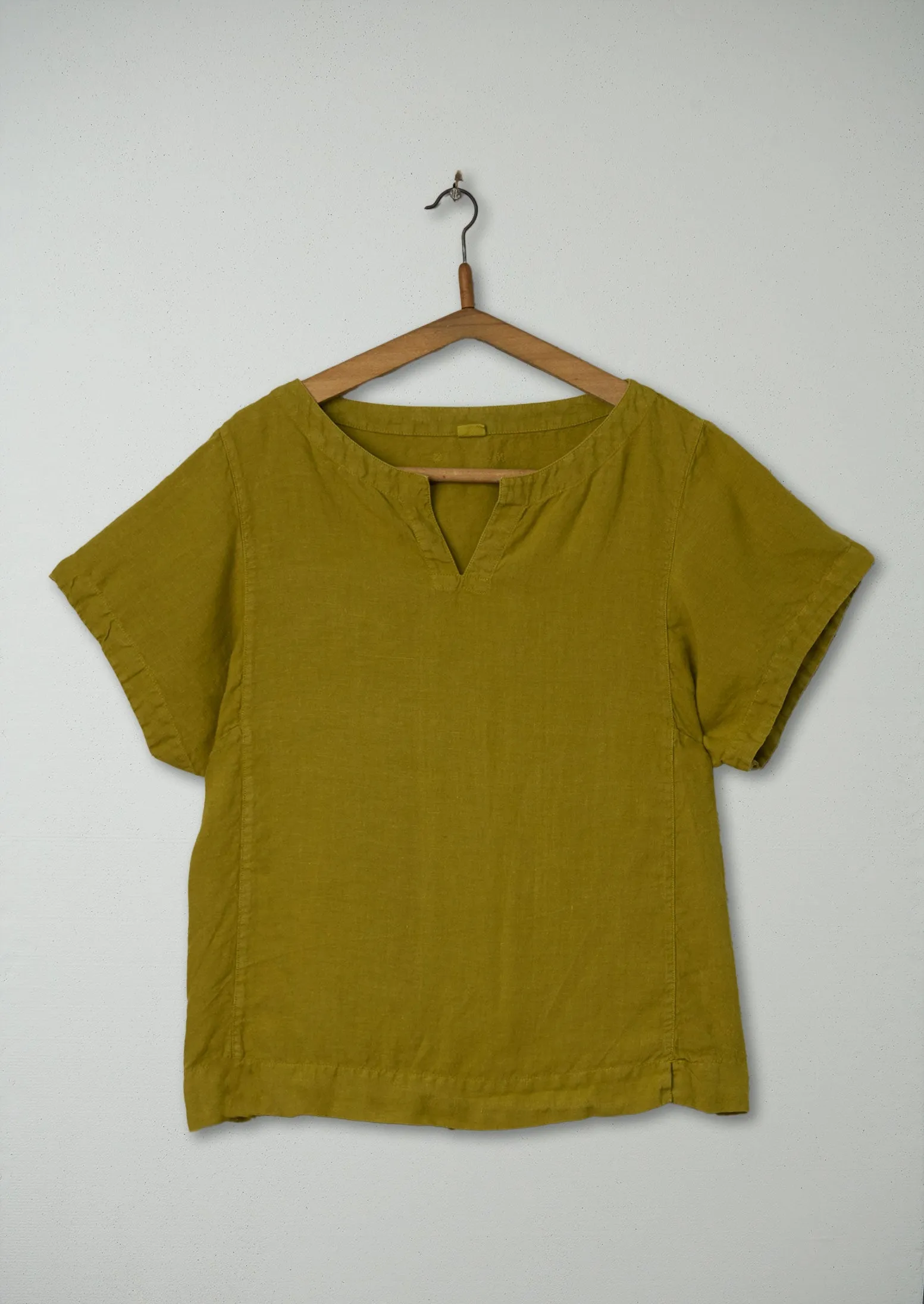 Reworn Linen top Size M (403) | Citrus Green sold by TOAST