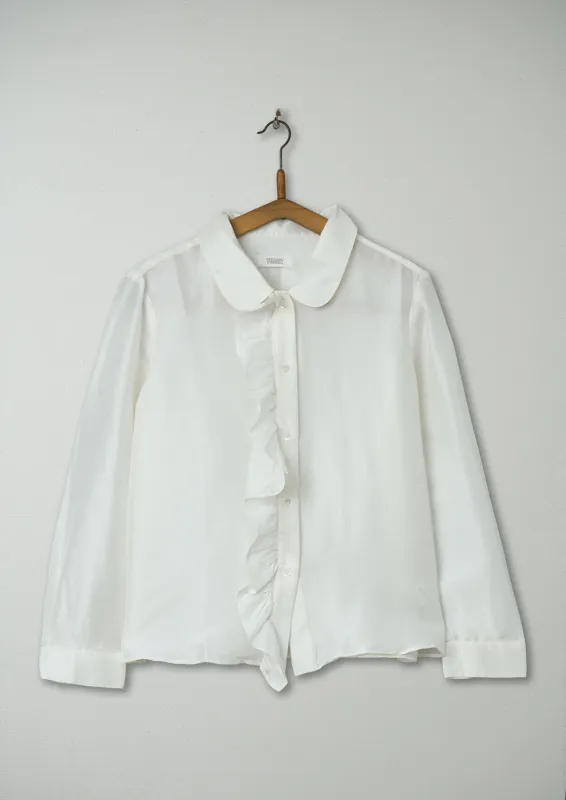 Reworn Silk Dupion Ruffle Shirt Size 10 (391) | Egg Shell sold by TOAST