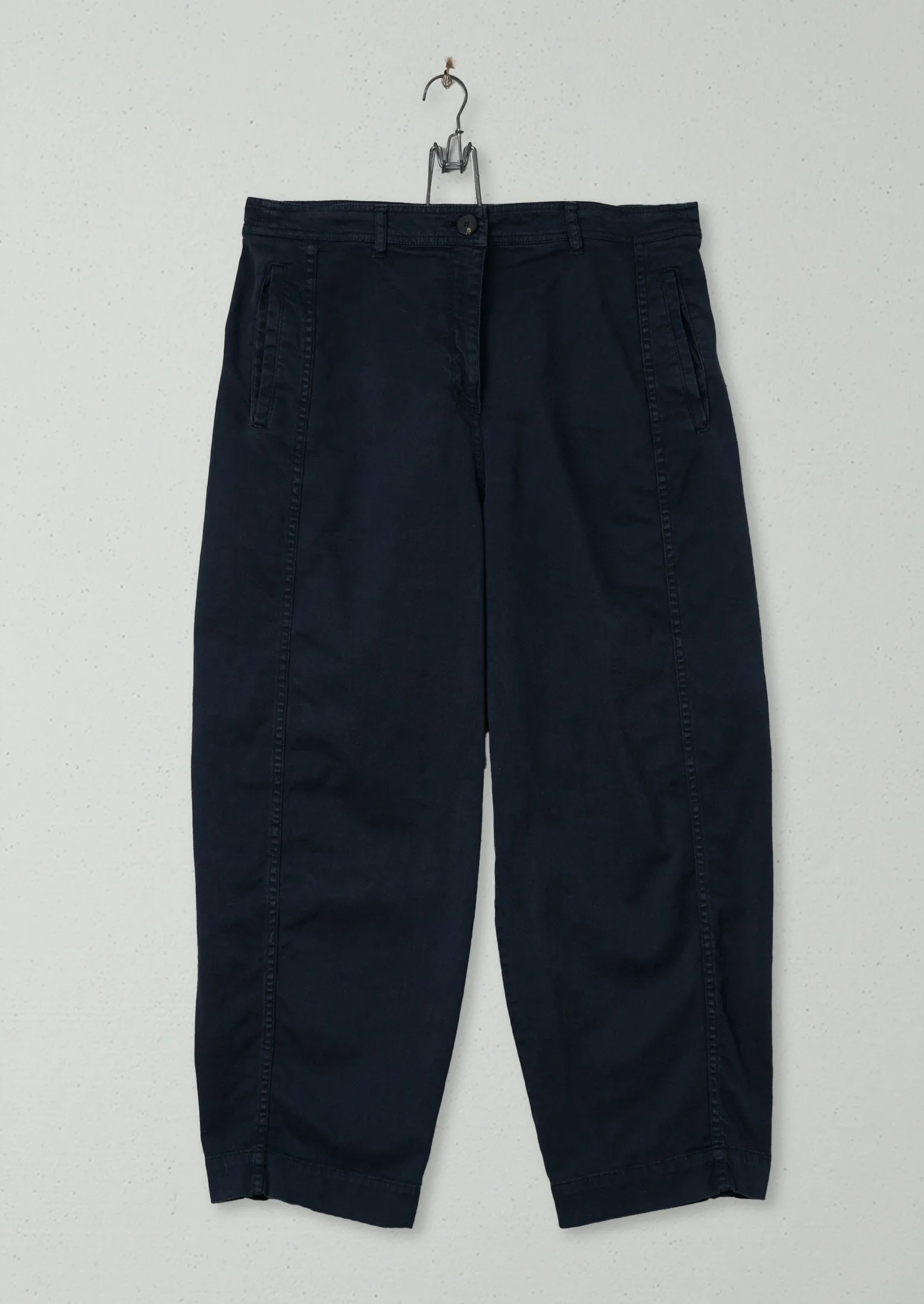 Reworn Flat Front Cotton Twill Trousers Size 12 (489) | Slate sold by TOAST