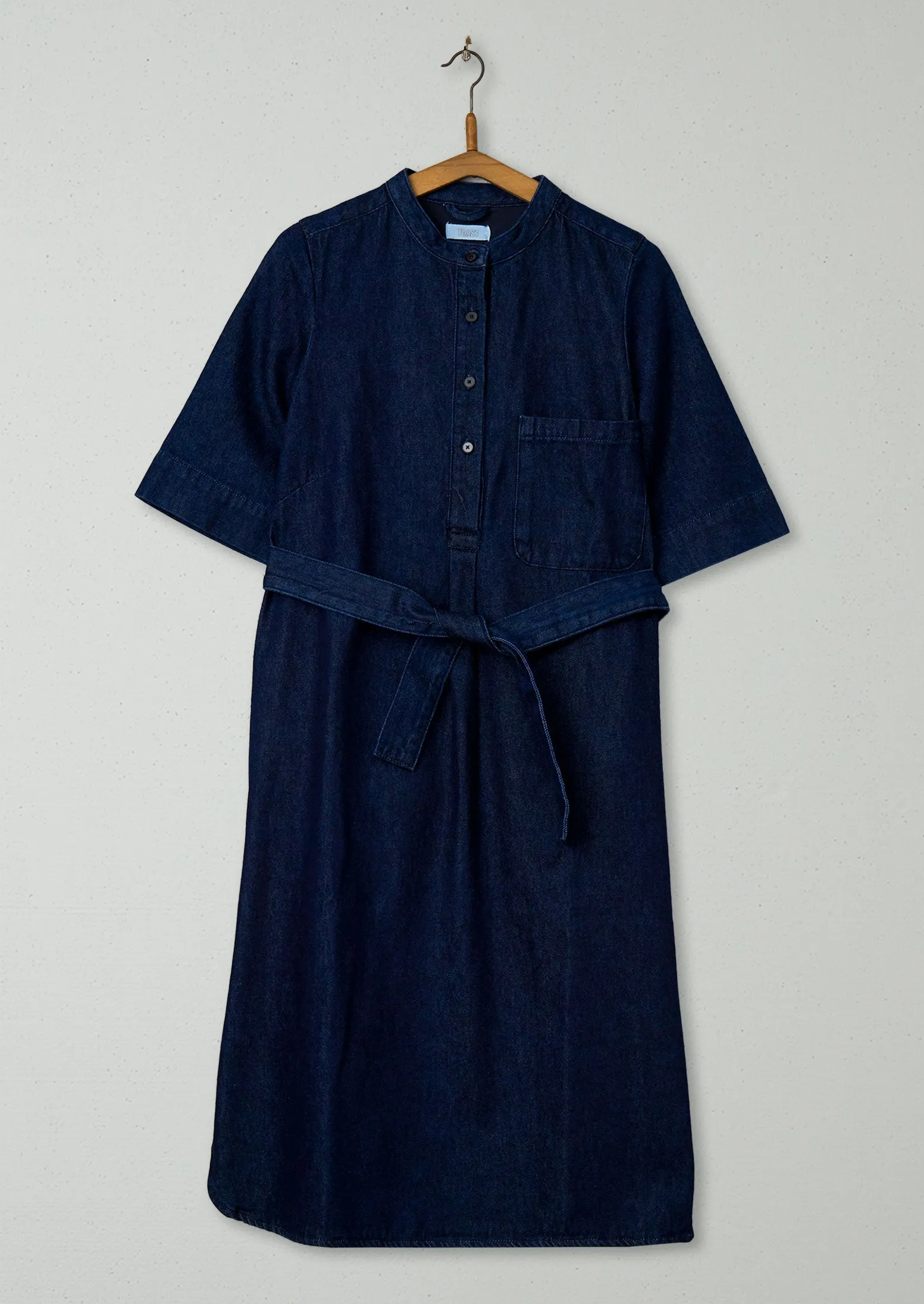 Reworn Denim Belted Dress Size 6 (700) | Indigo sold by TOAST