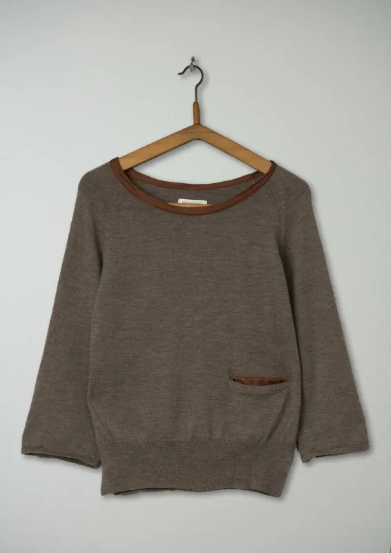 Reworn Silk Trim Pullover Size 12 (273) | Brown sold by TOAST