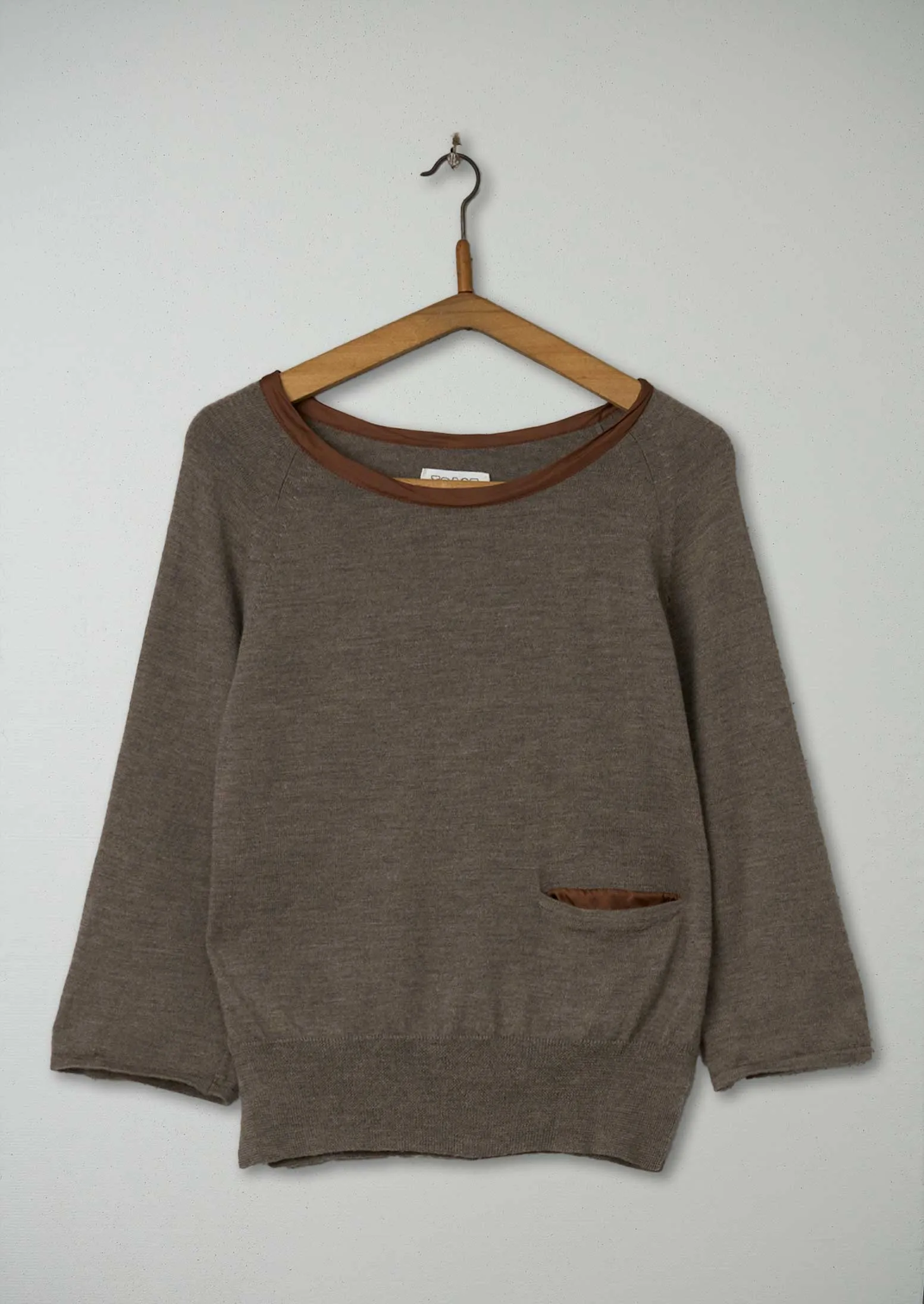 Reworn Silk Trim Pullover Size 12 (273) | Brown sold by TOAST