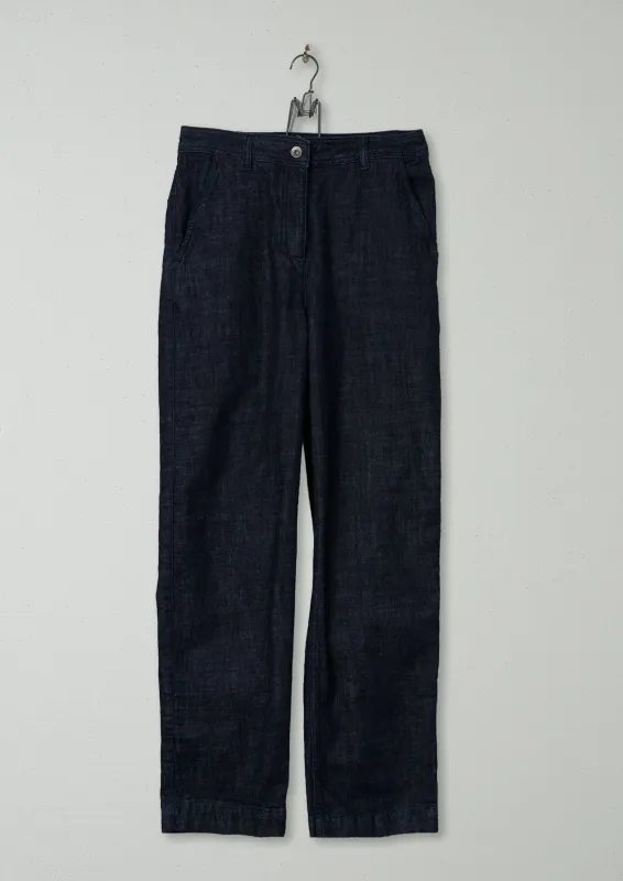 Reworn Indigo Denim Trousers Size 8 (466) | Indigo made by TOAST
