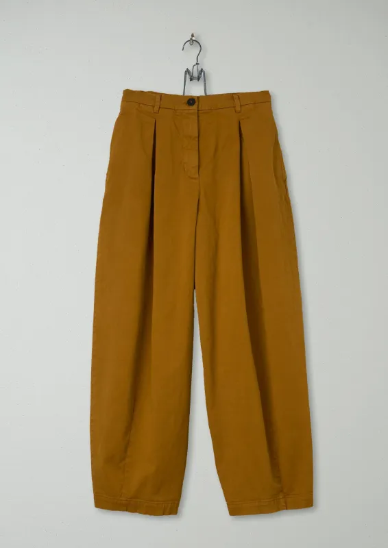 Reworn Cotton Twill Pleated Trousers Size 6 (463) | Dull Gold sold by TOAST