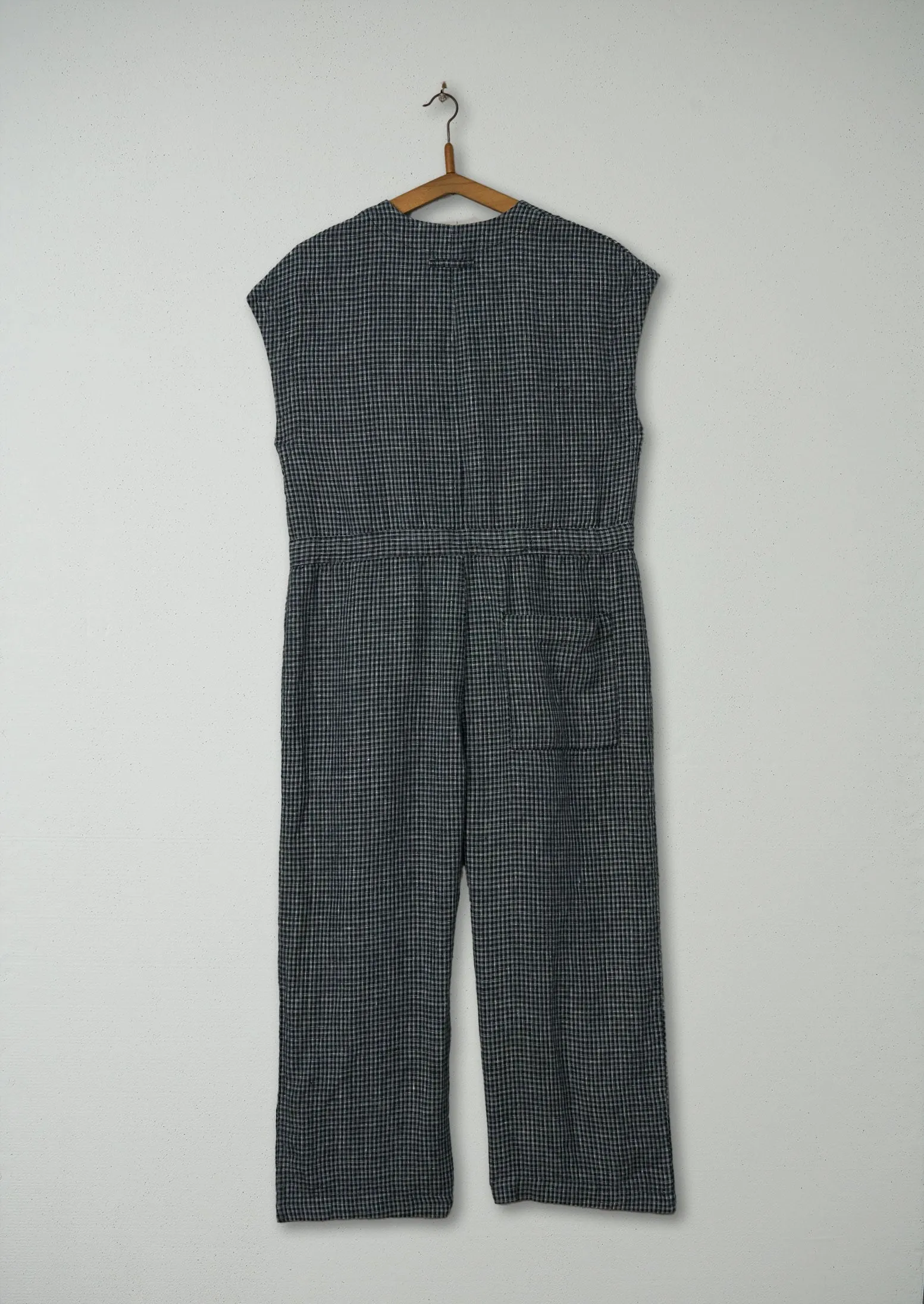 Reworn Check Linen Jumpsuit Size S (493) | Black/Ecru sold by TOAST product image thumbnail 2