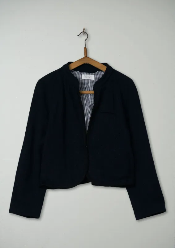 Reworn Wool Cropped Jacket Size 8 (109) | Charcoal/Blue sold by TOAST