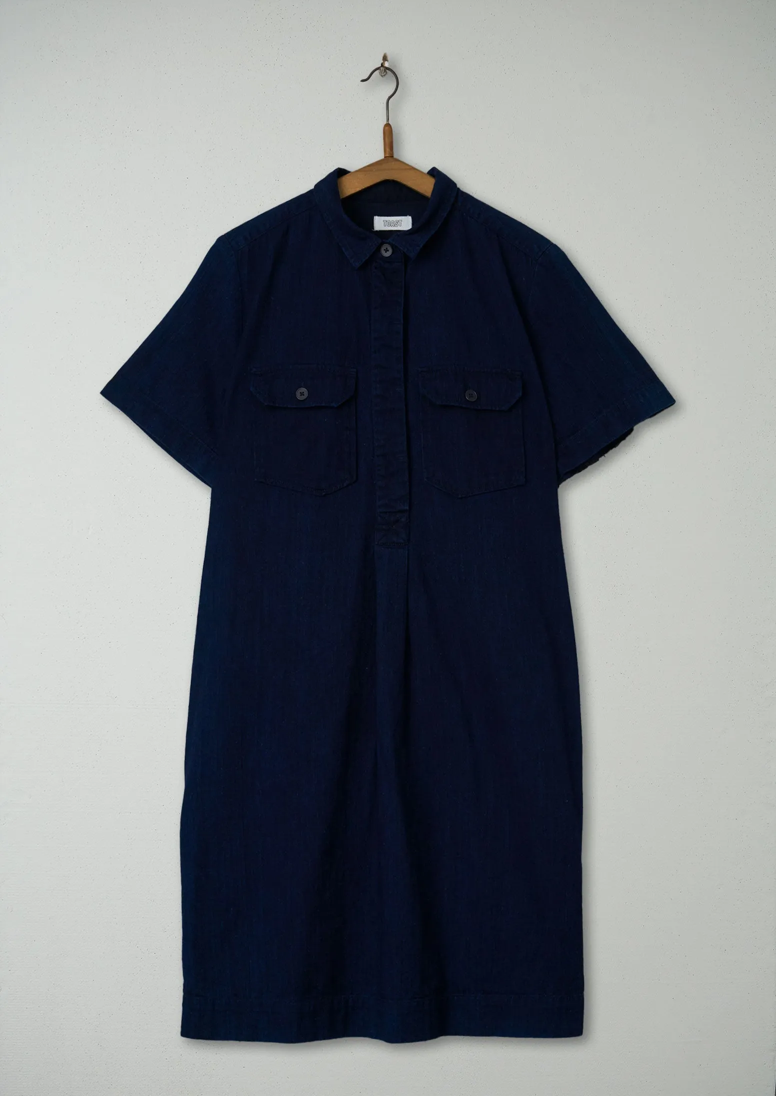 Reworn Twill Military Shirt Dress Size 16 (714) | Indigo sold by TOAST