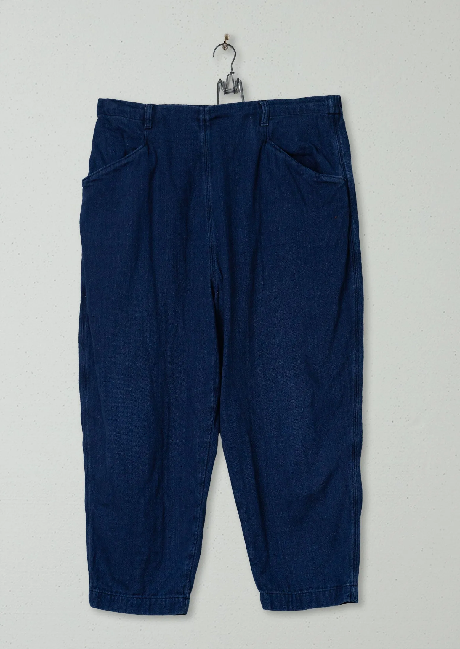 Reworn Alix Indigo Twill Trousers Size 16 (483) | Indigo sold by TOAST