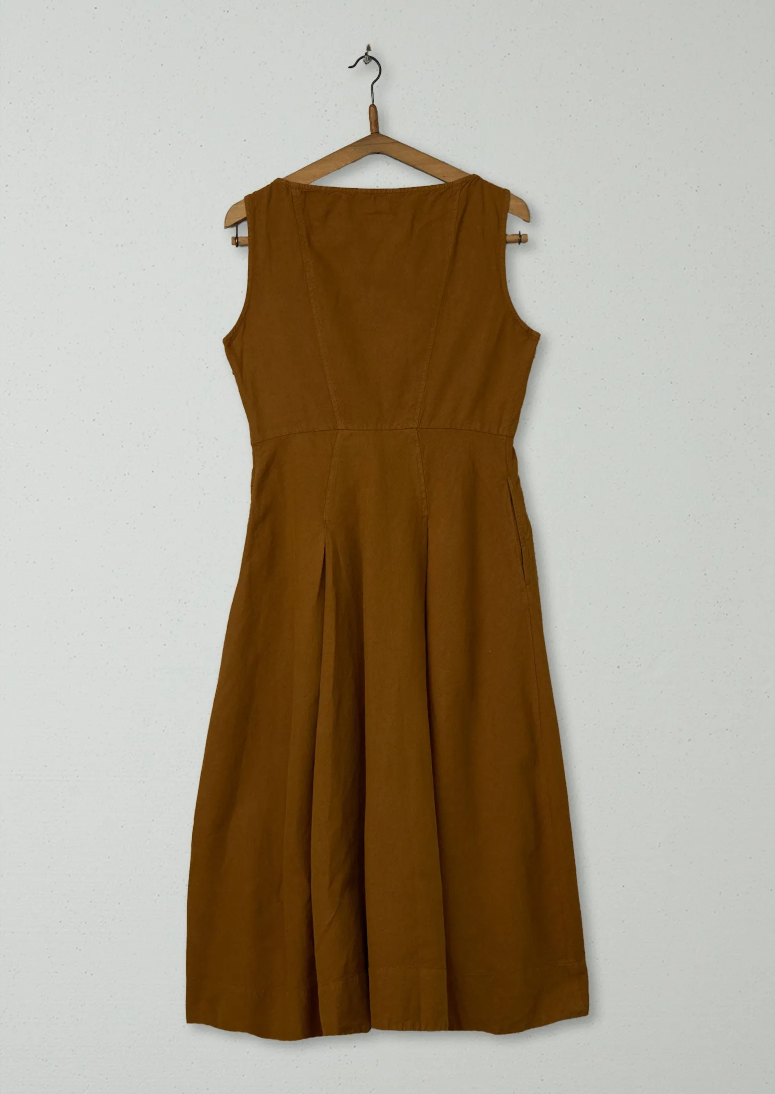 Reworn Cotton Linen Pleat Dress Size 10 (704) | Burnt Sienna sold by TOAST product image thumbnail 2