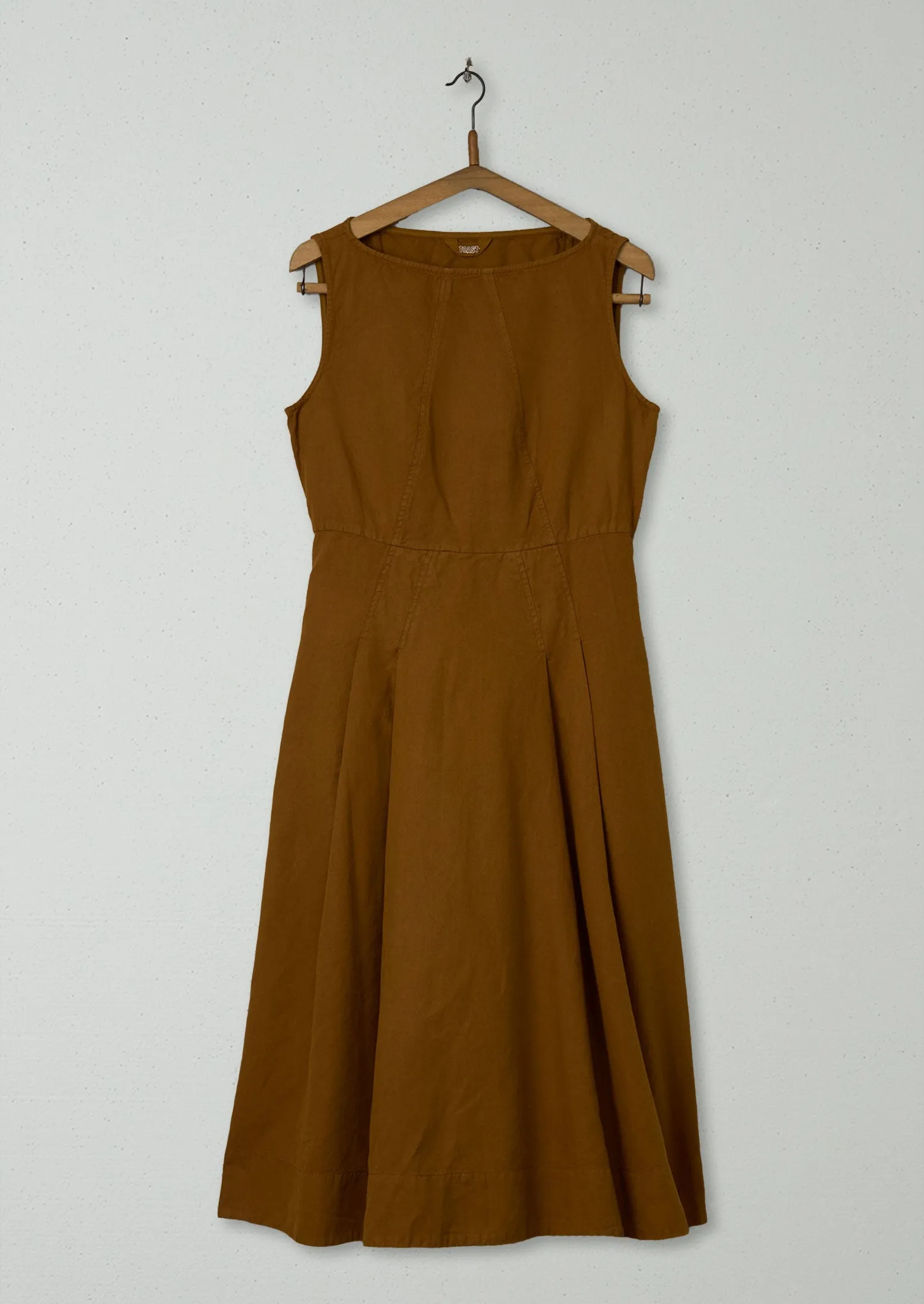 Reworn Cotton Linen Pleat Dress Size 10 (704) | Burnt Sienna sold by TOAST