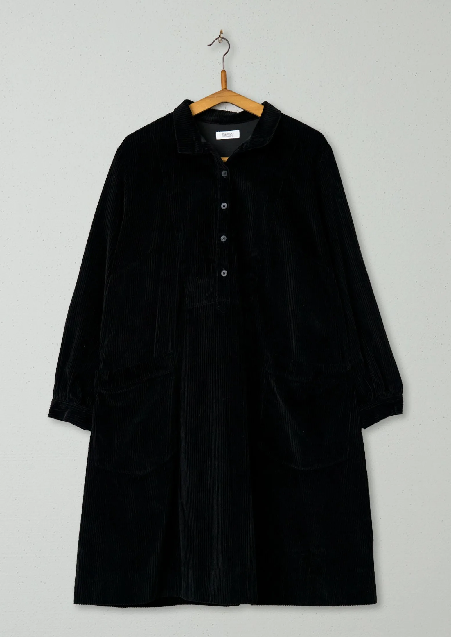 Reworn Cord Tunic Dress Size 16 (705) | Black sold by TOAST