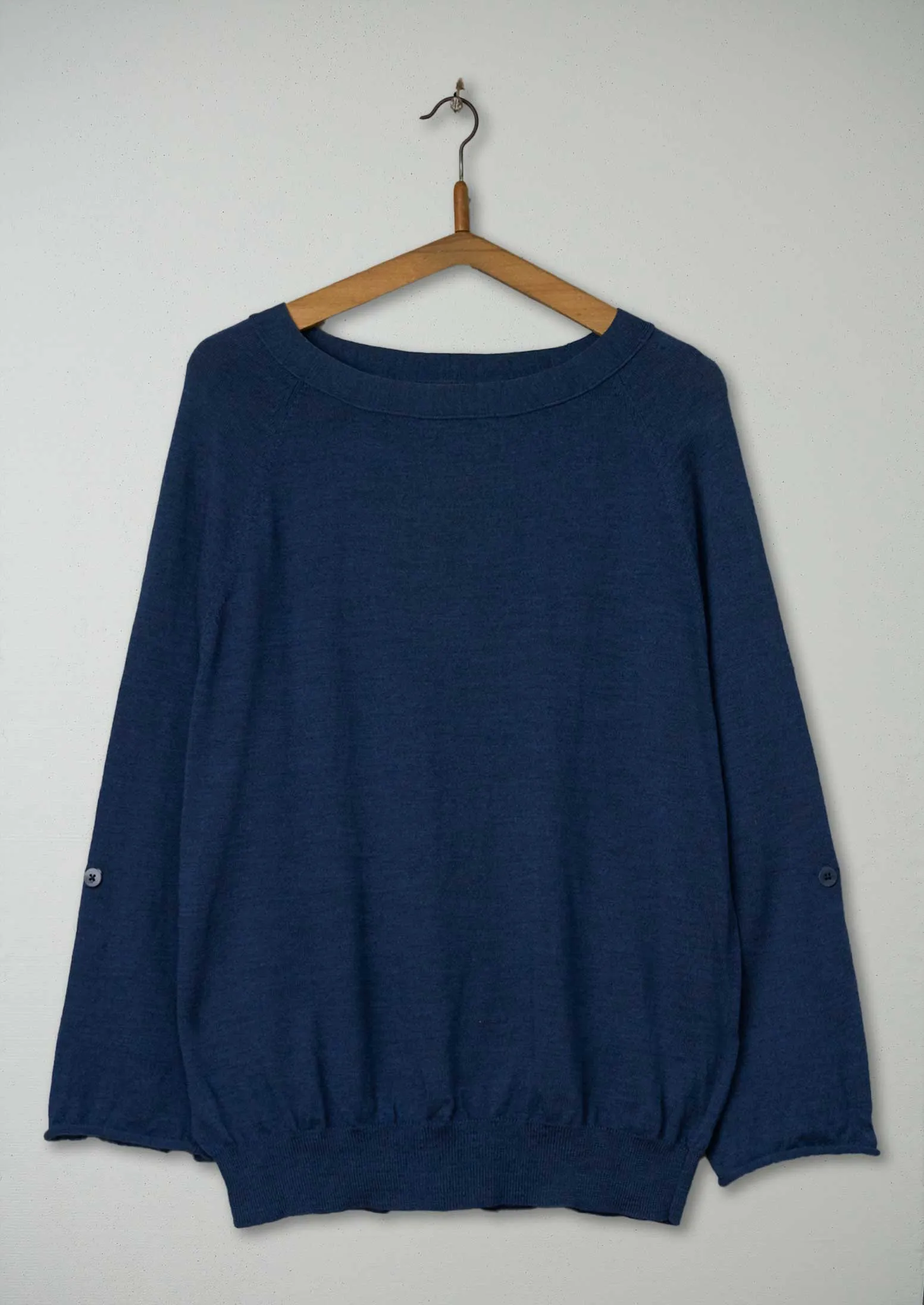 Reworn Merino Roll Sleeve Pullover Size 10 (272) | Blue sold by TOAST