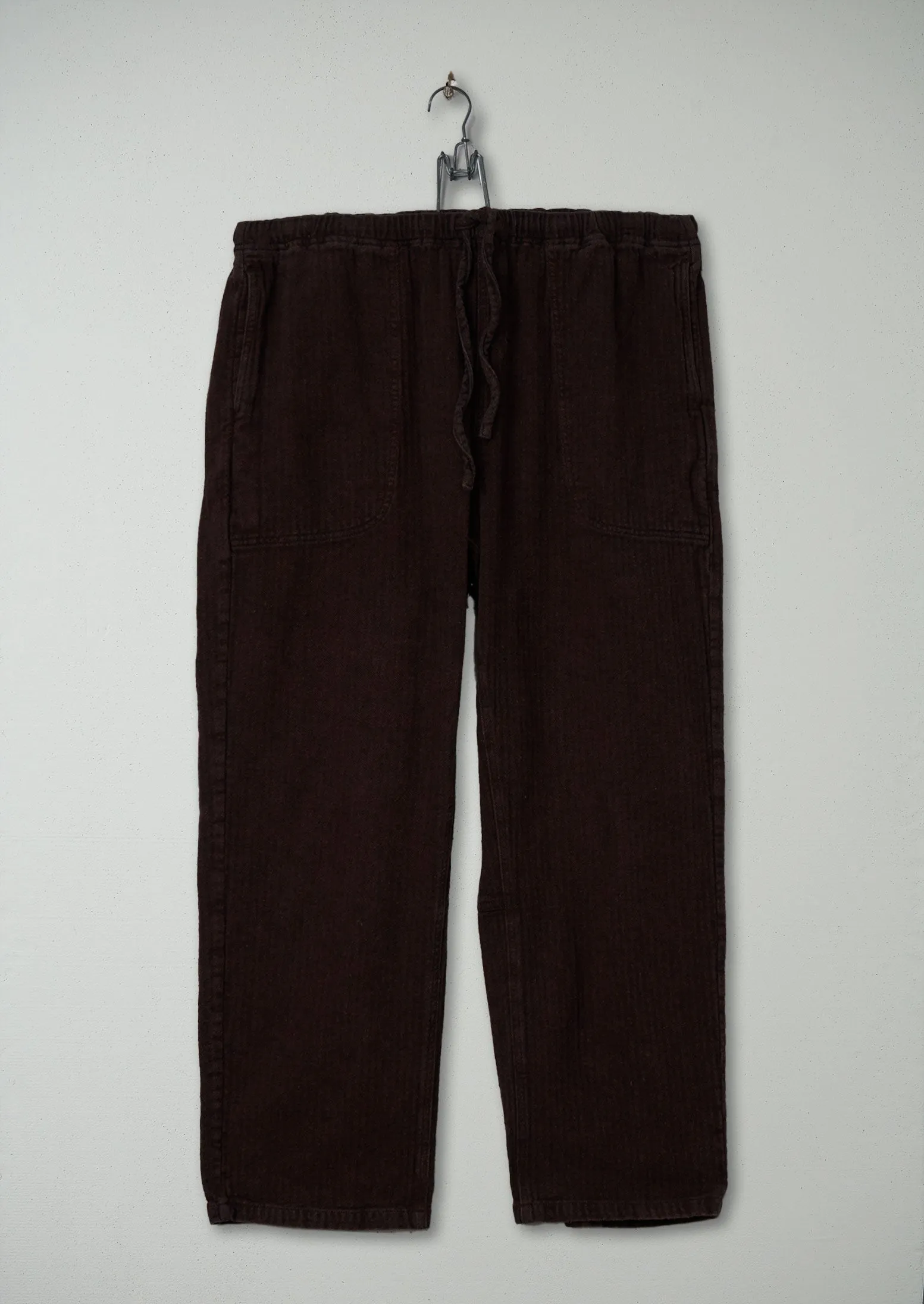 Reworn Cotton Linen Herringbone Trousers Size L (487) | Maple sold by TOAST
