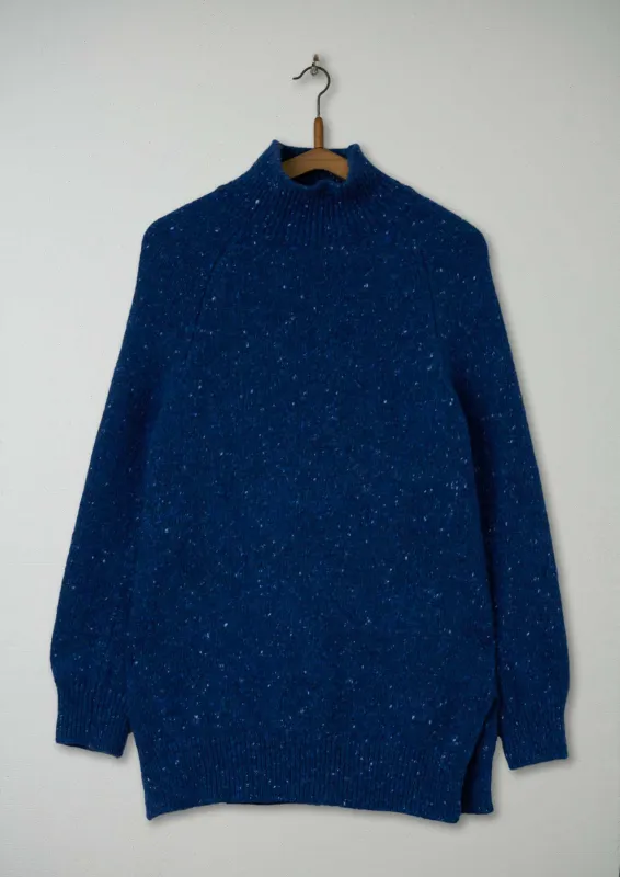 Reworn Wool Cashmere Funnel Neck Sweater Size M (275) | Cobalt sold by TOAST