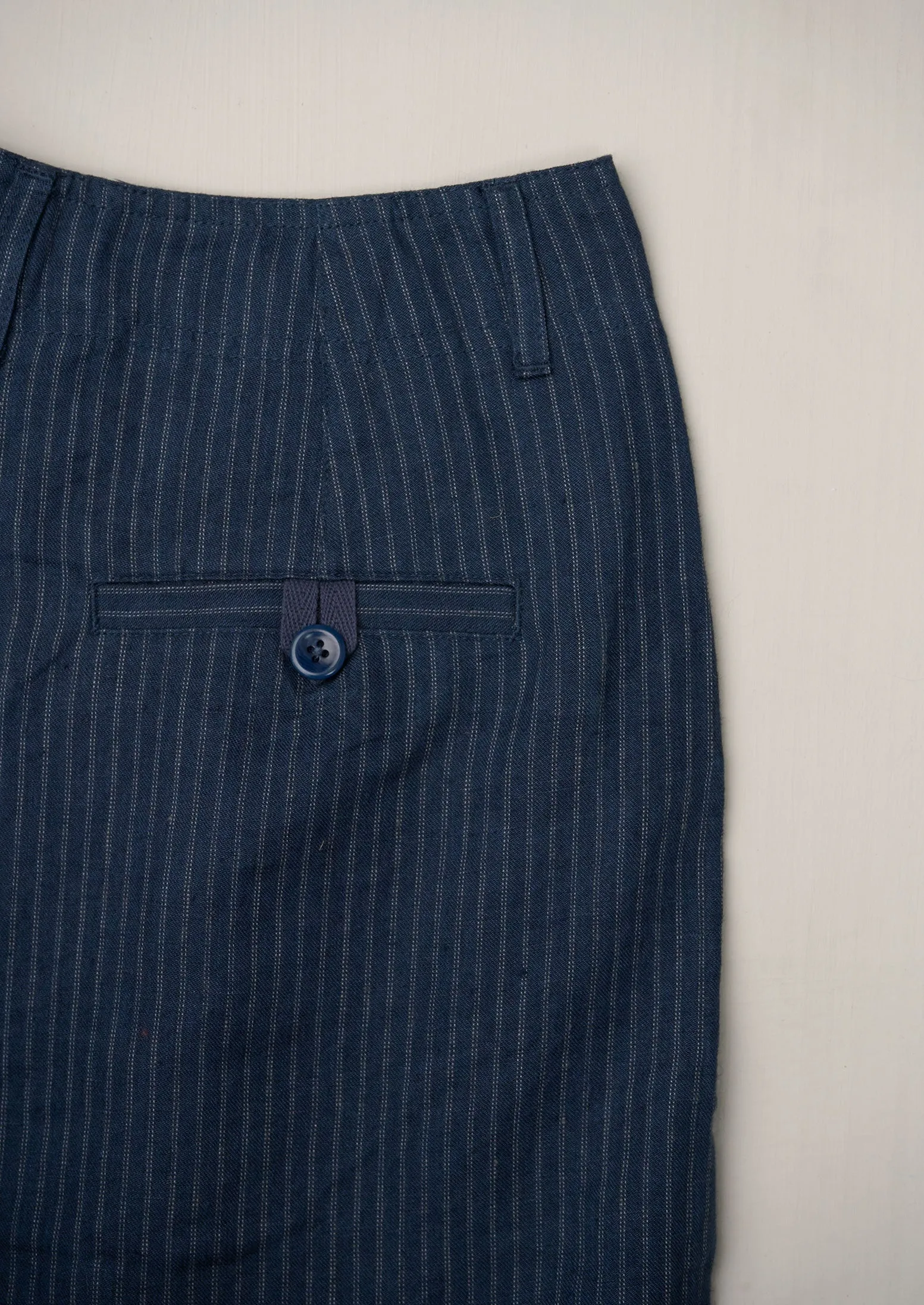 Reworn Stripe Linen Trousers Size 6 (474) | Grey Blue sold by TOAST product image thumbnail 2