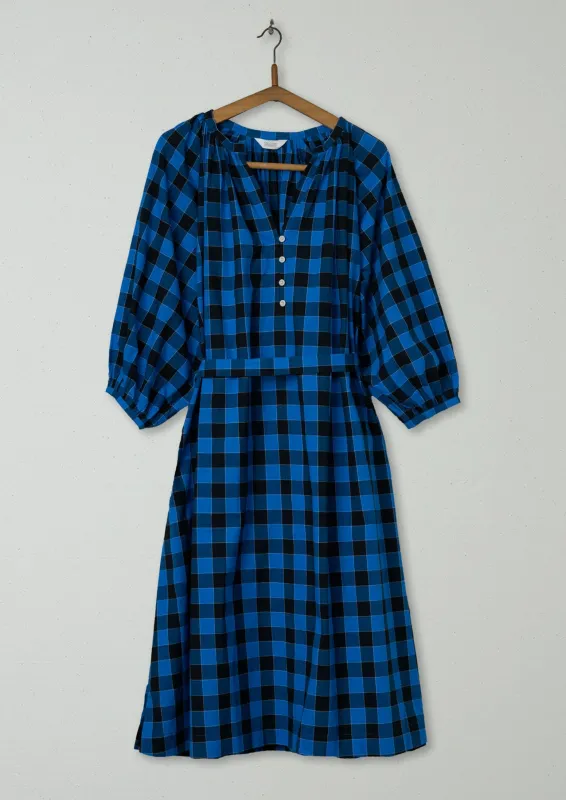 Reworn Check Cotton Dress Size M (680) | Bright Blue sold by TOAST
