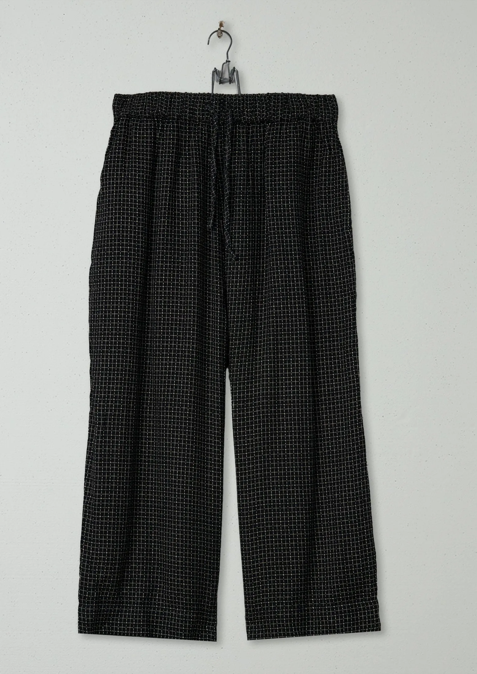 Reworn Cross Stitch Cotton Trousers Size M (472) | Black/Ecru sold by TOAST