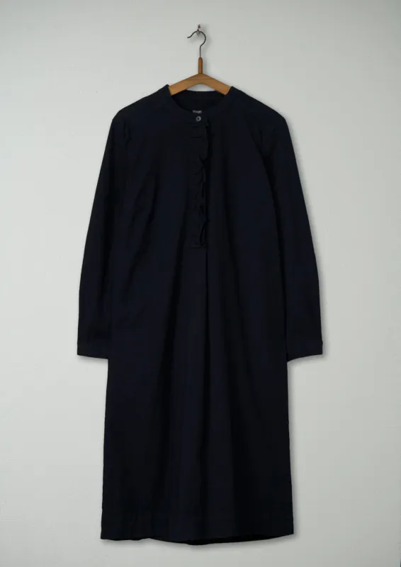 Reworn Ruffle Neck Shirt Dress Size 10 (713) | Navy sold by TOAST