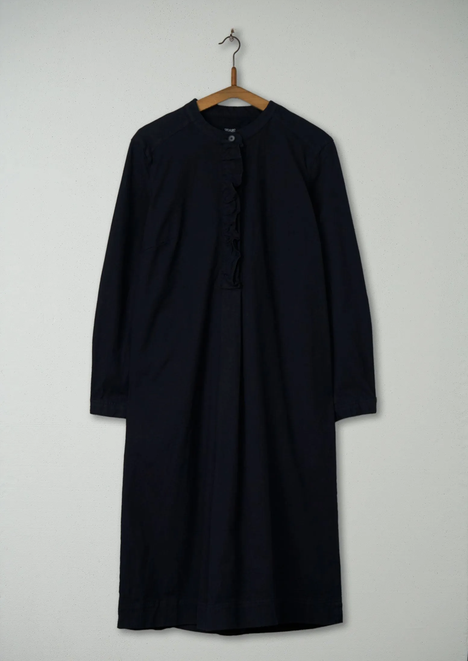Reworn Ruffle Neck Shirt Dress Size 10 (713) | Navy sold by TOAST