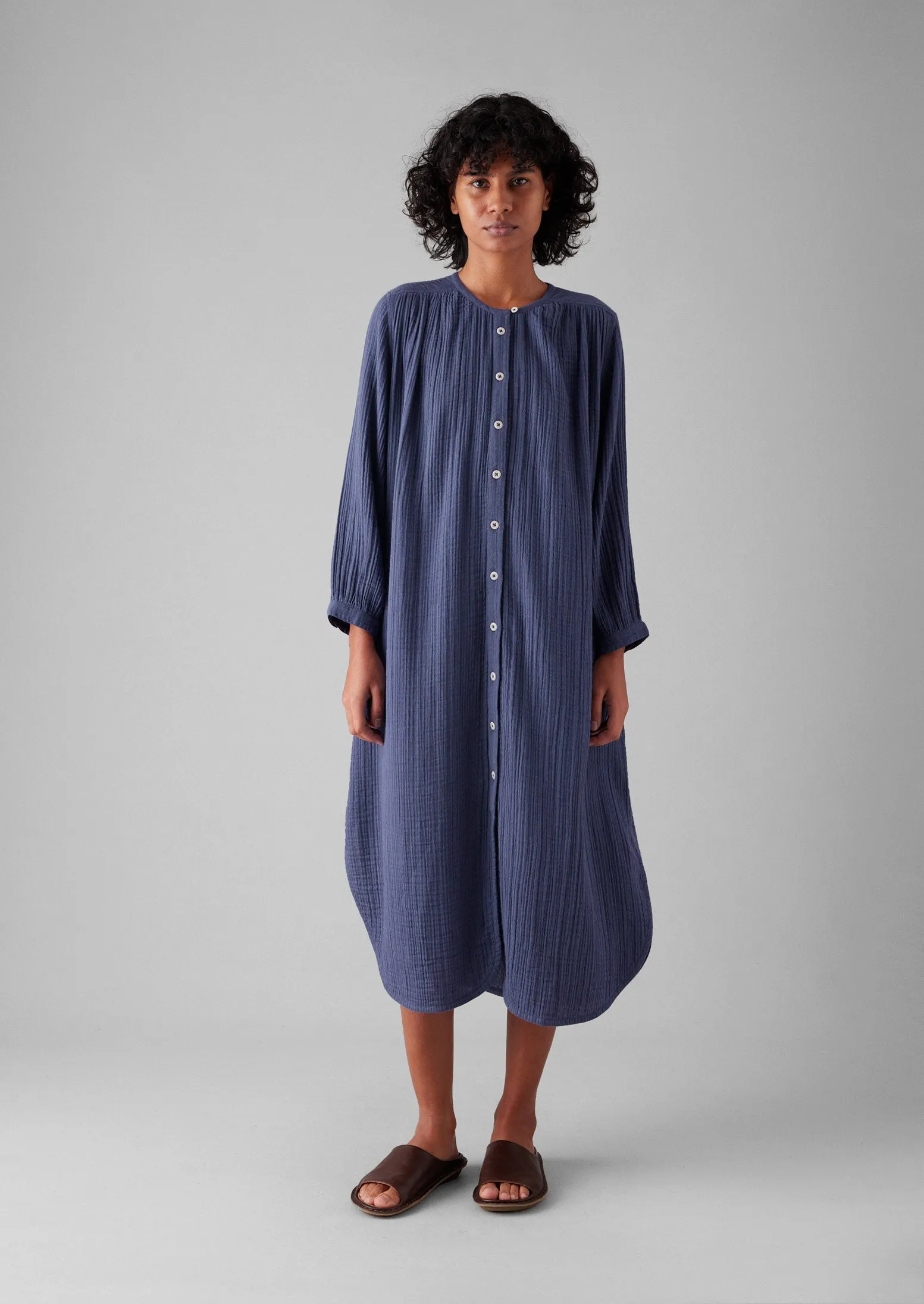 Crinkle Cotton Kaftan | Shadow Blue sold by TOAST product image thumbnail 5