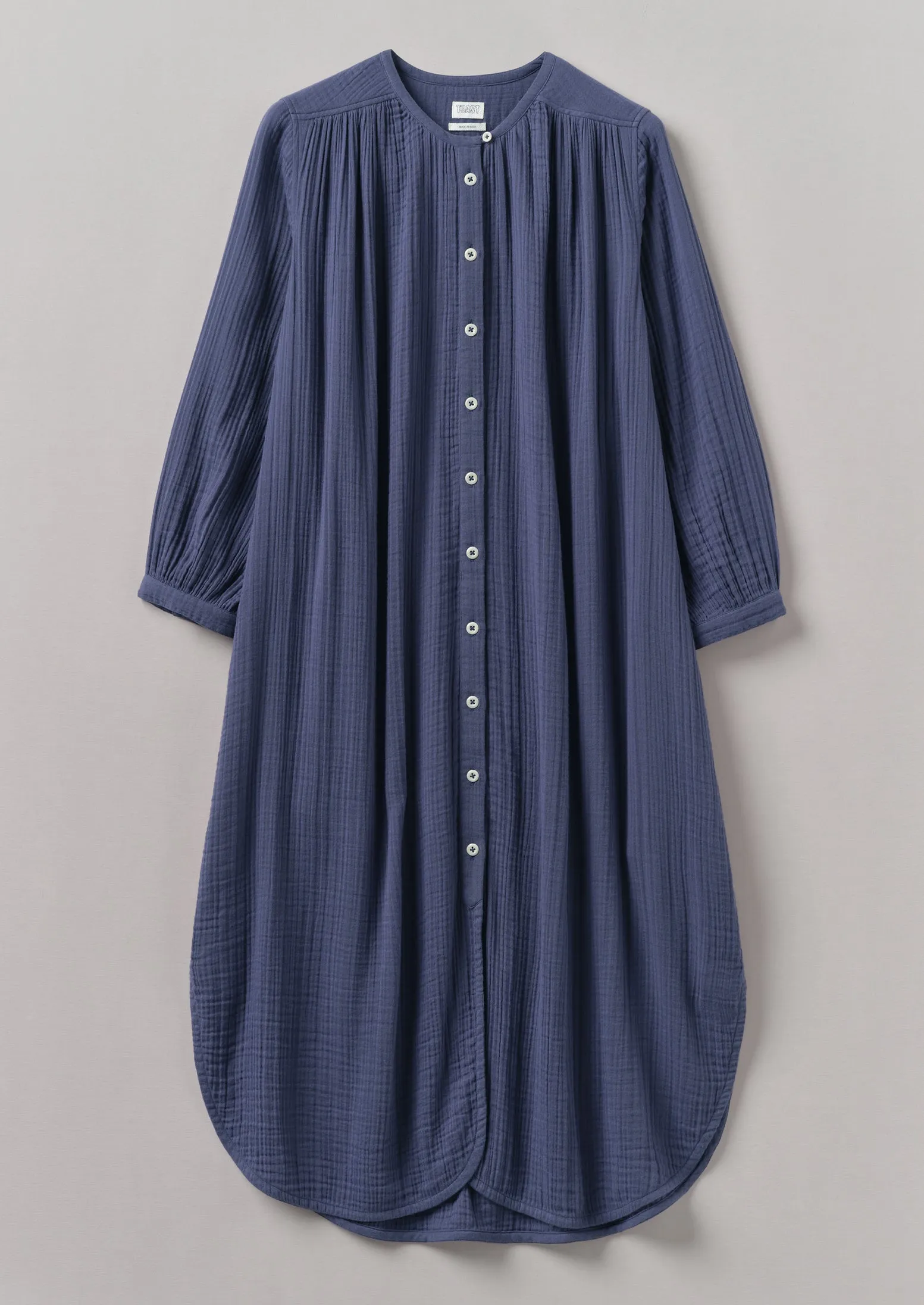 Crinkle Cotton Kaftan | Shadow Blue sold by TOAST