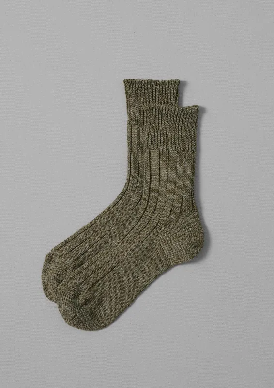 Decka Linen Socks | Olive sold by TOAST