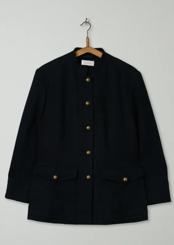 Reworn Military Style Jacket Size 14 (089) | Black sold by TOAST